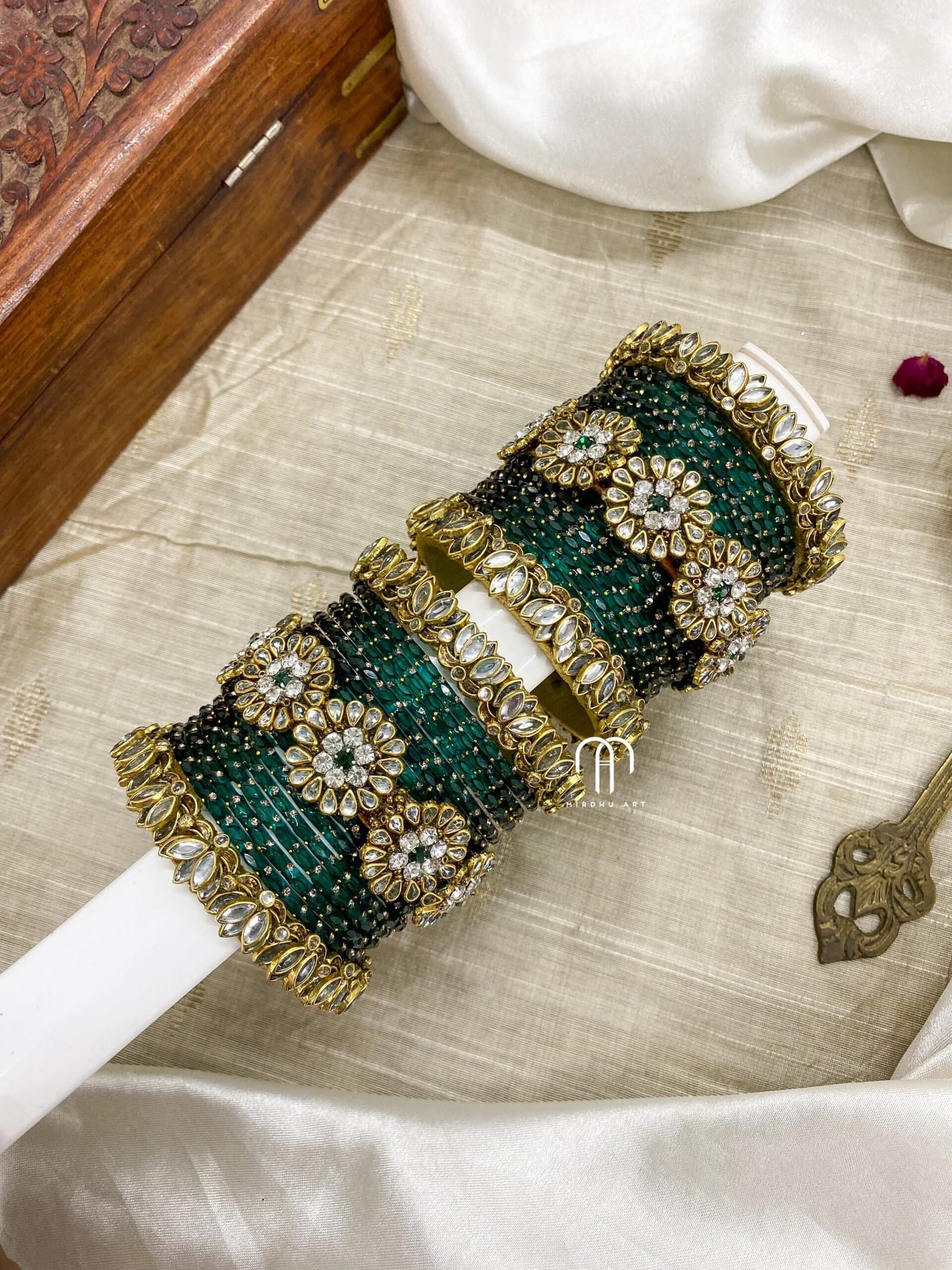 Crystal Floral – White And peacock green from Bangle by Choice