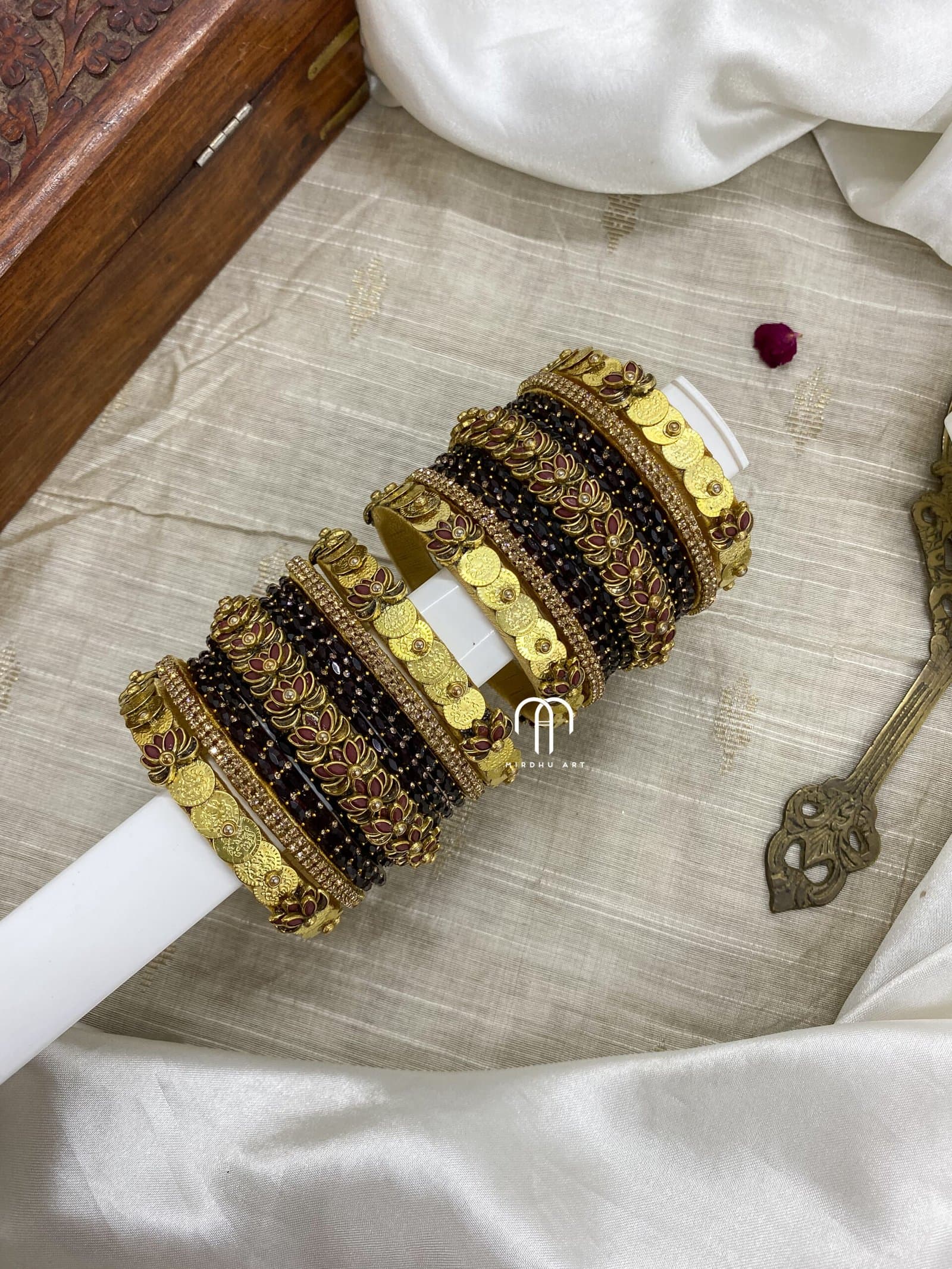 Coin Lotus Kada Bangles – Brown from Bangle by Choice