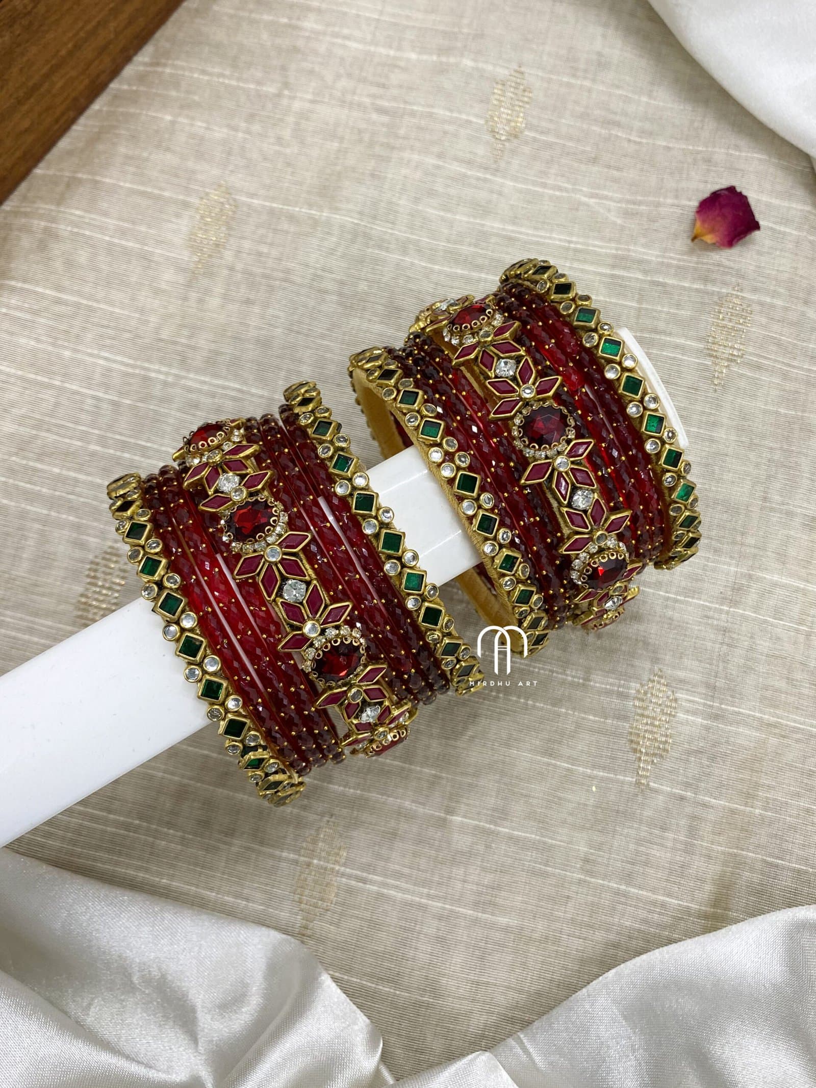 2D Crystal Kada – Maroon and green (small) from Bangle by Choice