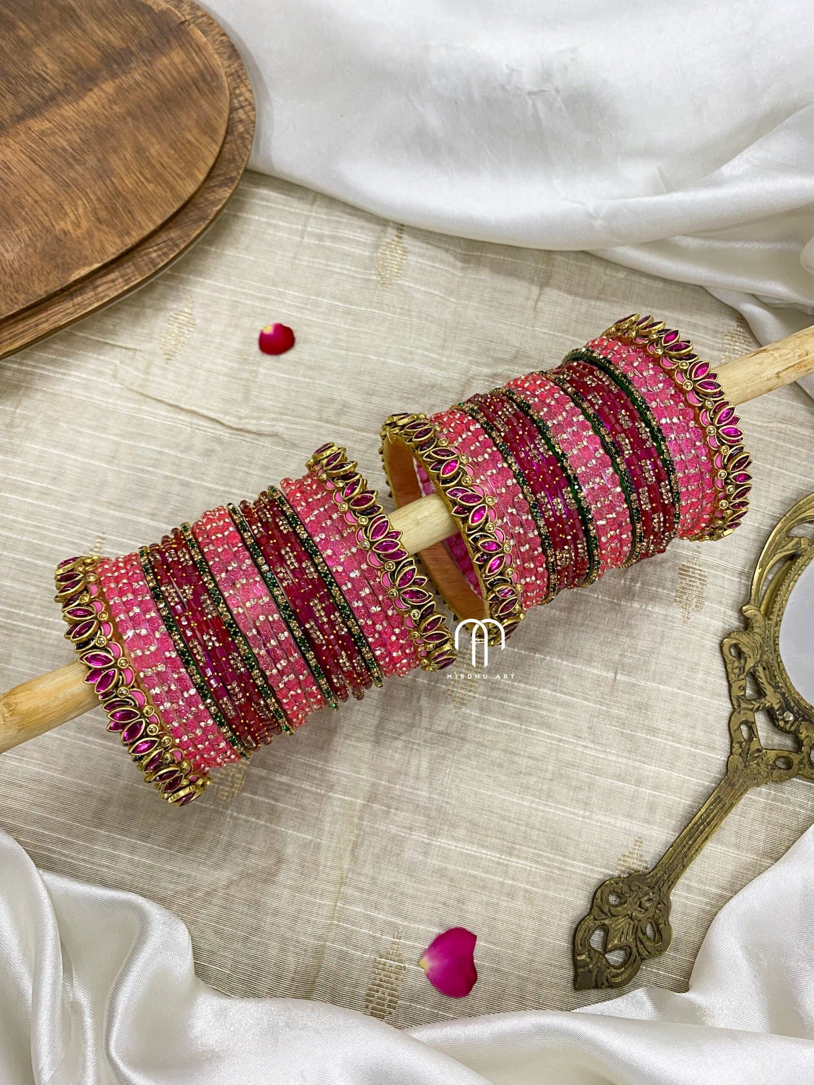 Lotus Kada Bangles – Rani Pink And Baby Pink from Bangle by Choice