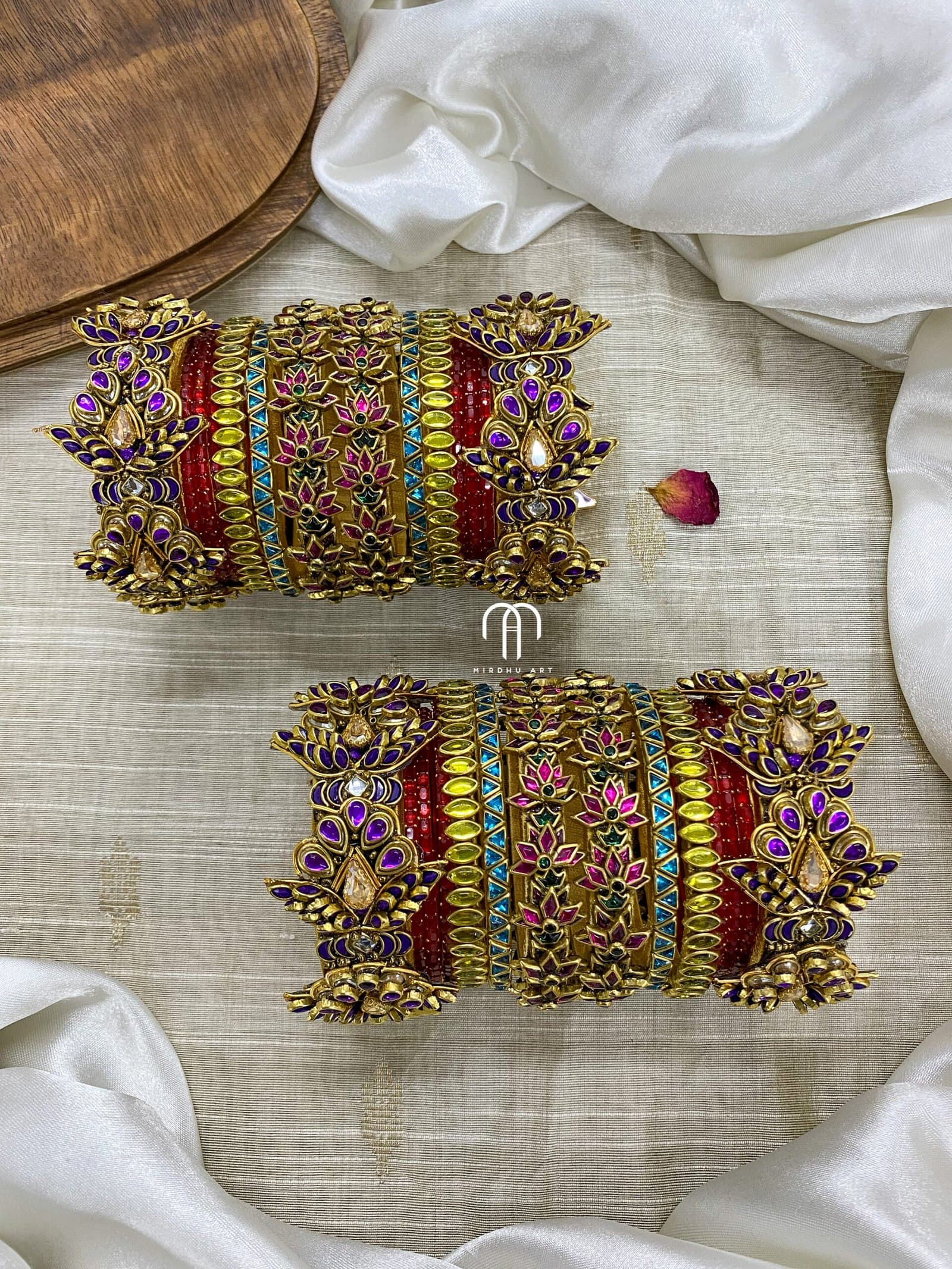 Kundan Bangles – 3D Blossom (Multicolour) from Bangle by Choice