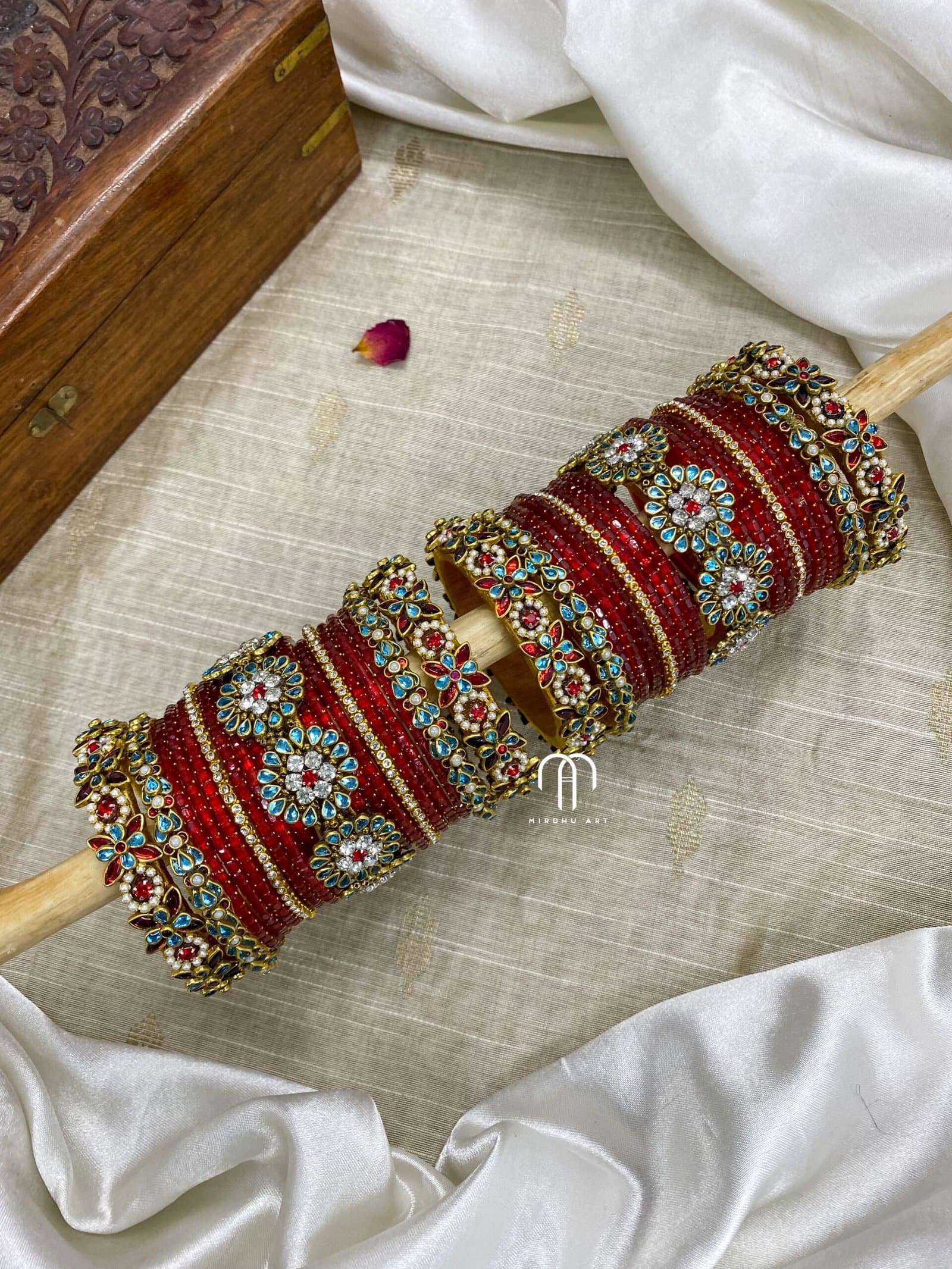3D Jumbokada Bangles- ( Sky Blue And Red ) from Bangle by Choice