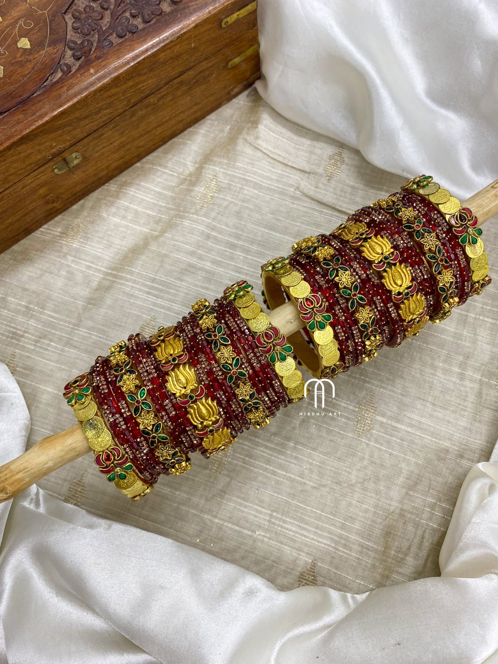 Coin Lotus Kada Bangles – Red And Green from Bangle by Choice