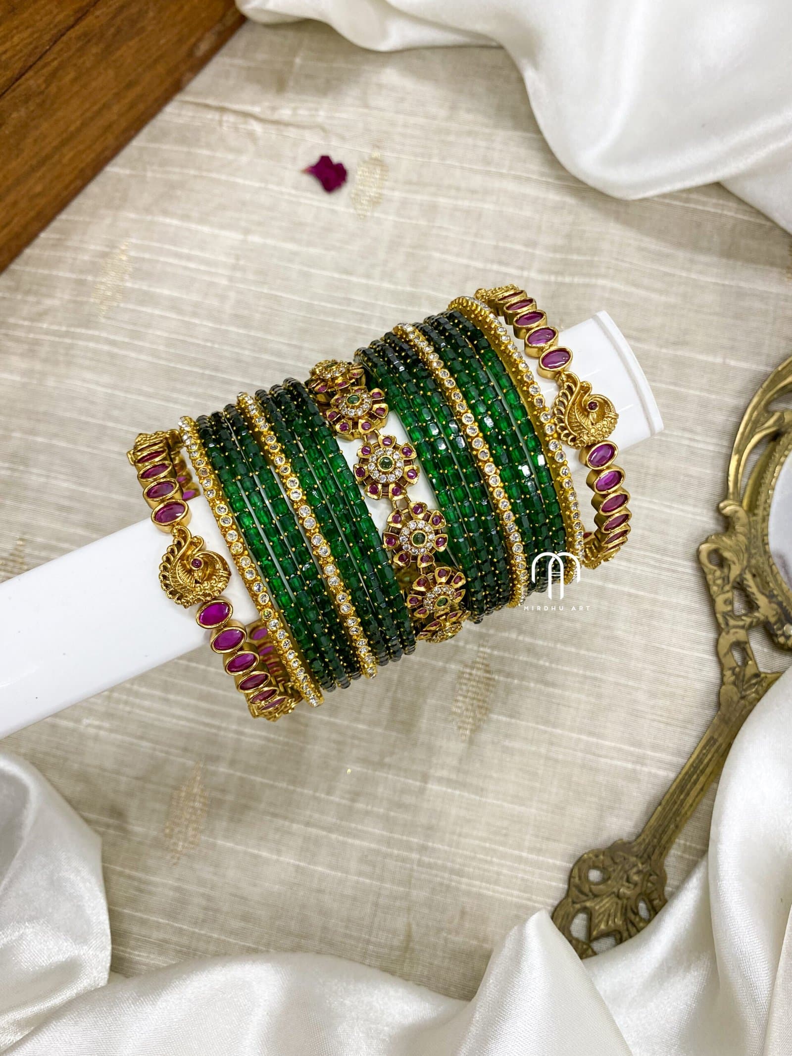 Flower Bangles (Green) from Bangle by Choice