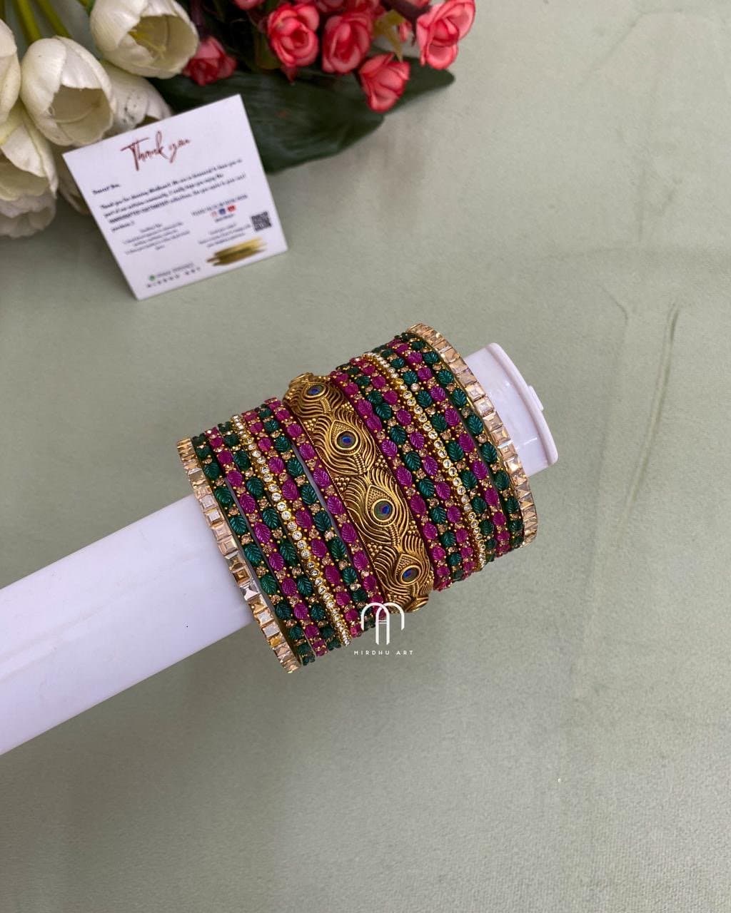 Mayil Peeli Bangles – Green And Rani Pink from Bangle by Choice