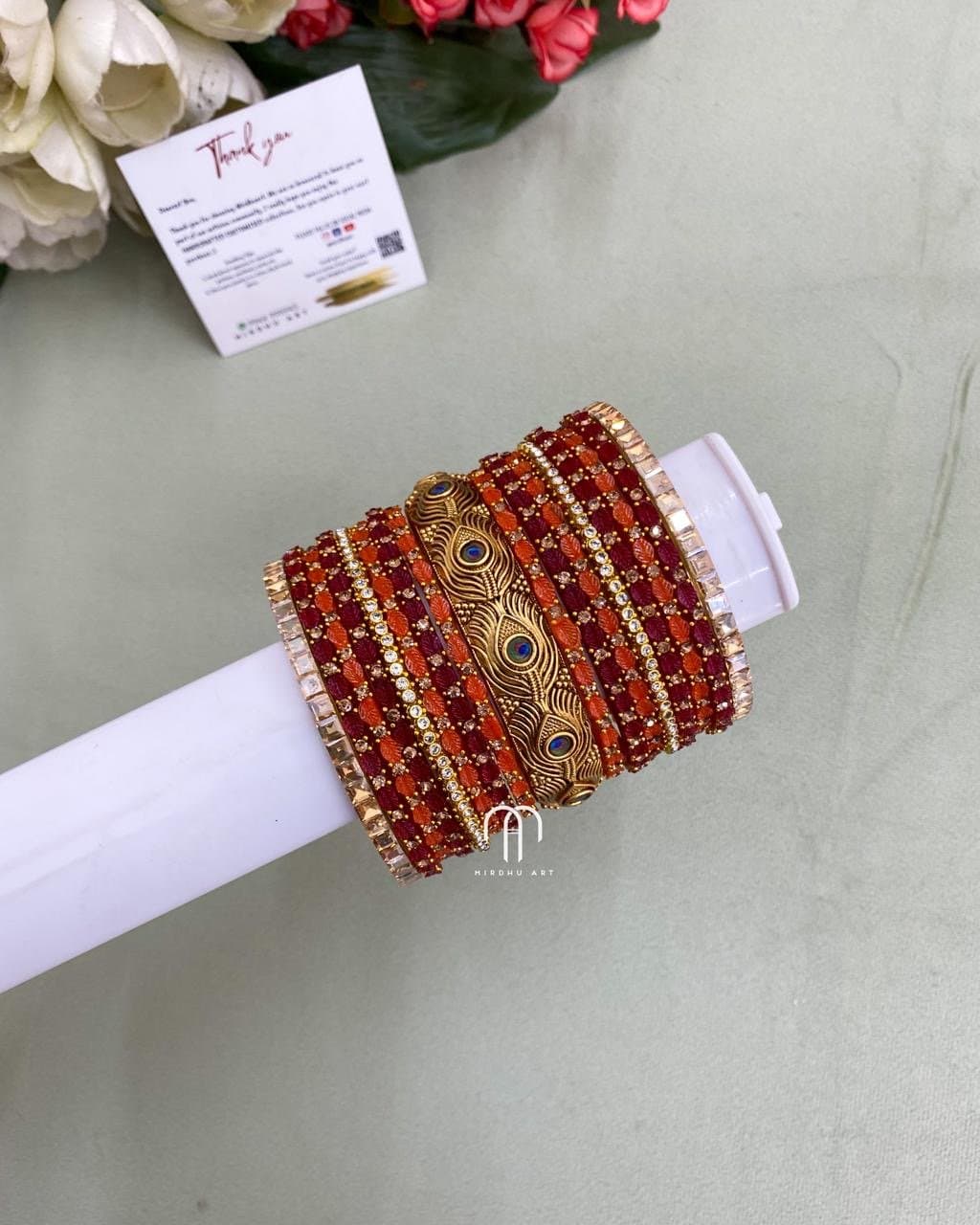 Mayil Peeli Bangles – Maroon And Rust Orange from Bangle by Choice