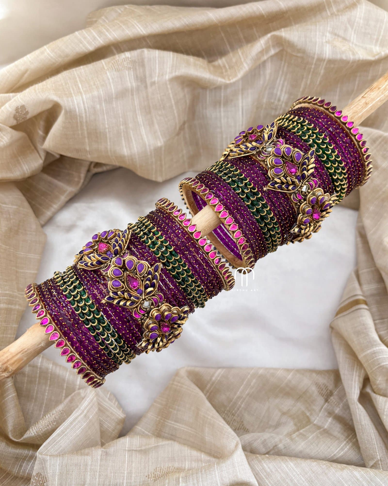 Kundan Bangles – Blossom Statement (Rani Pink & Purple ) Bangles from Bangle by Choice