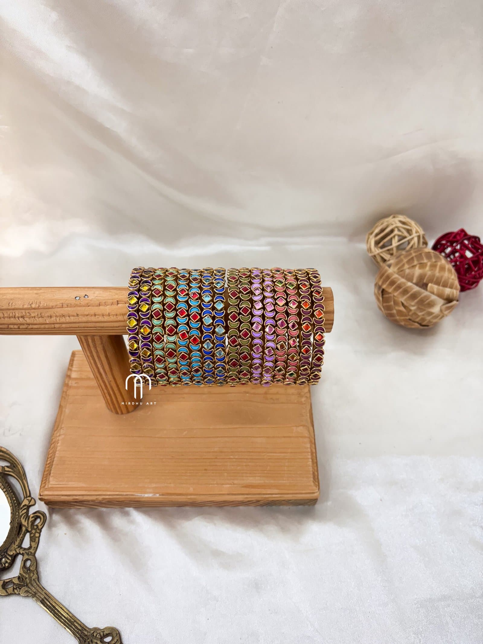 Kundan Bangles – Moon With Square (All Colours) from Bangle by Choice
