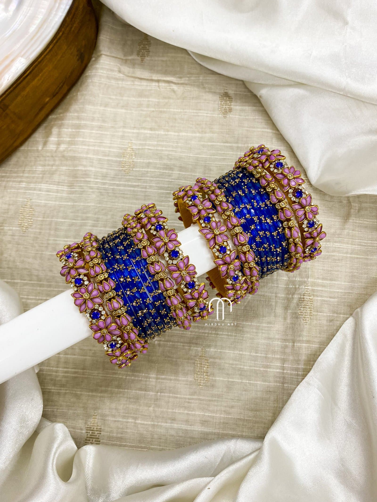 3D Crystal Kada-(Royal blue and lavender ) from Bangle by Choice