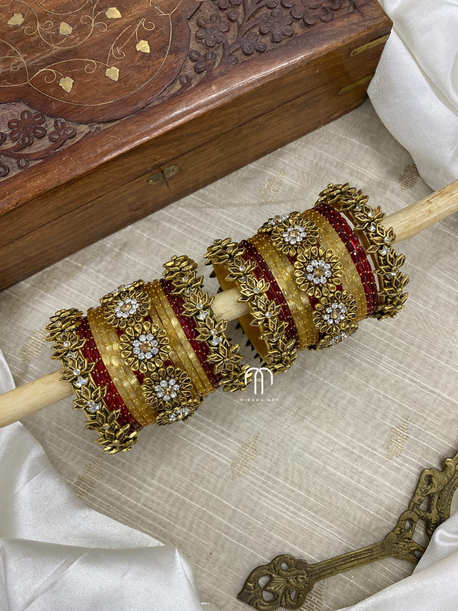 Crystal Floral – Golden & Red from Bangle by Choice