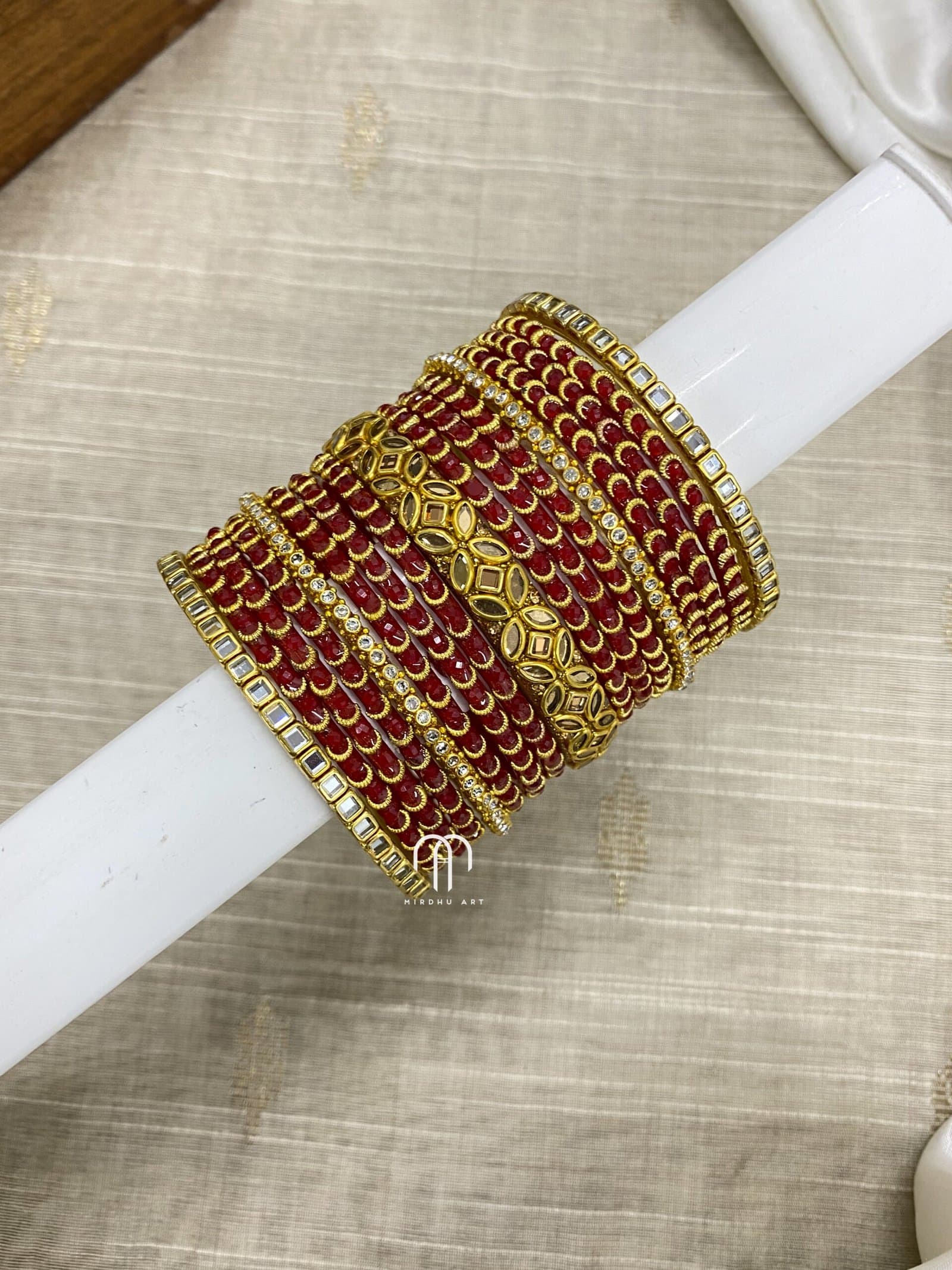 Glass Bangles – Red & White Set from Bangle by Choice