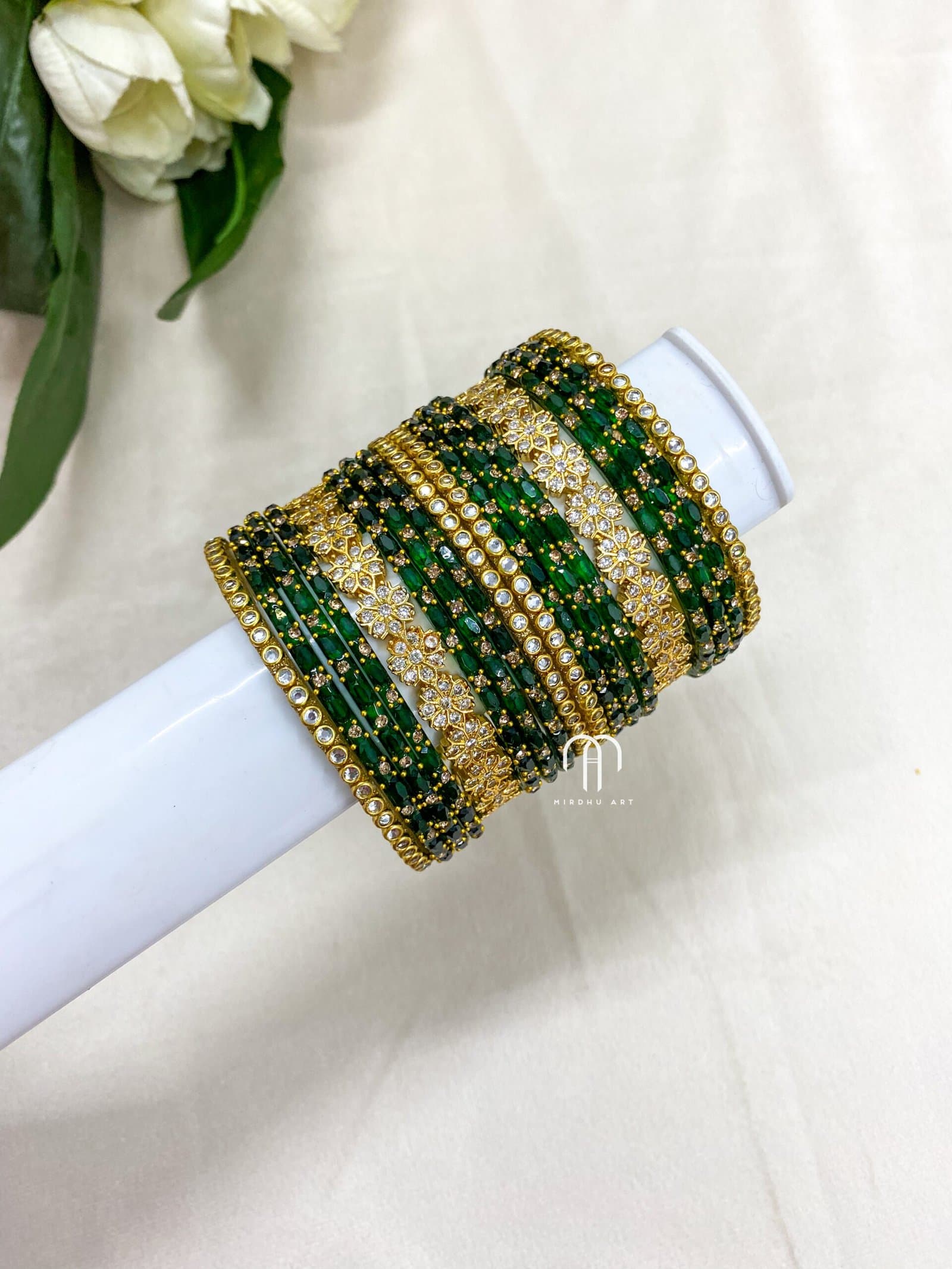 Diamond Replica Bangles – Dark Green from Bangle by Choice