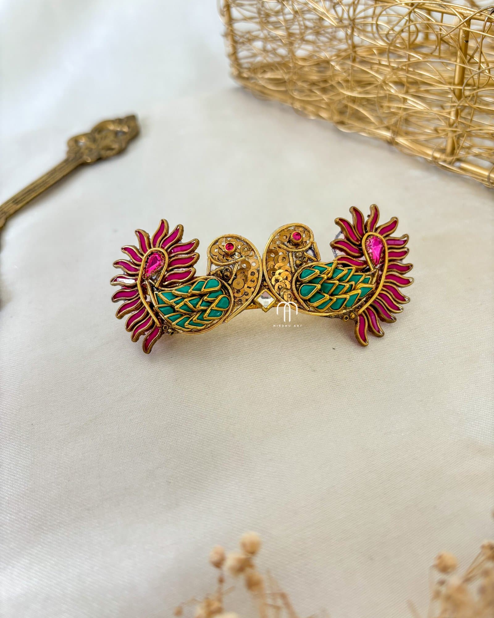 Annapakshi Center Clip – Peacock Green & Rani Pink from Bangle by Choice