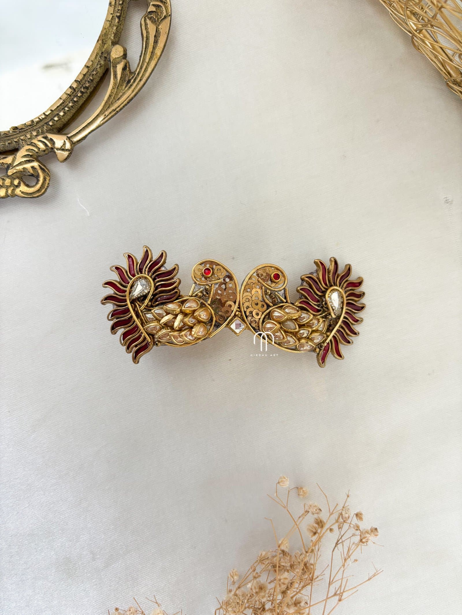 Annapakshi Center Clip – Golden & Maroon from Bangle by Choice