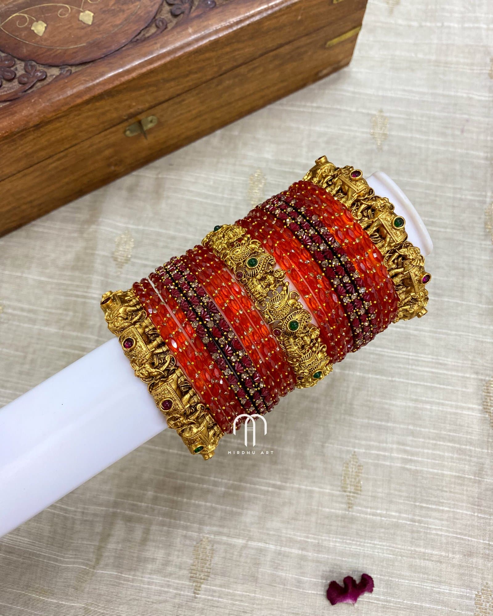Lakshmi & Elephant – Rust Orange & Maroon from Bangle by Choice