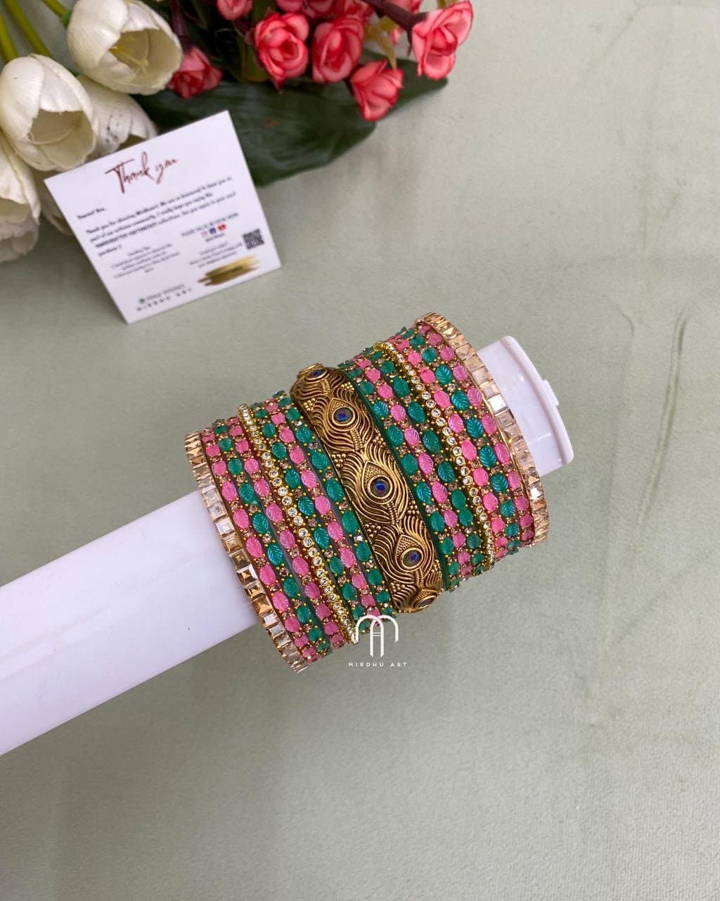 Mayil Peeli Bangles – Baby Pink And Sky Blue from Bangle by Choice