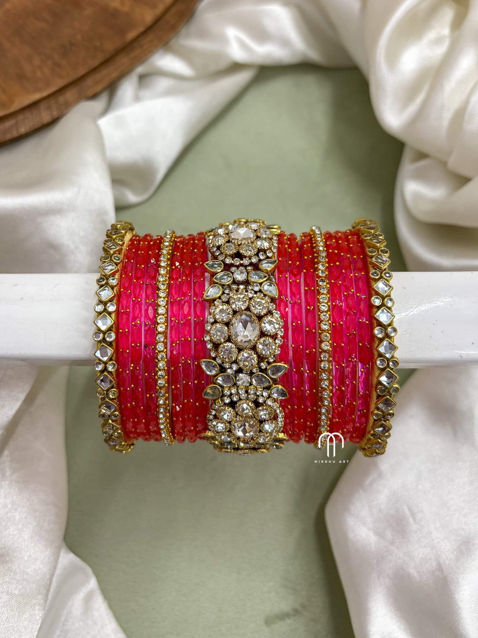 Polki Diamond Replica Bangles – Candy Pink from Bangle by Choice