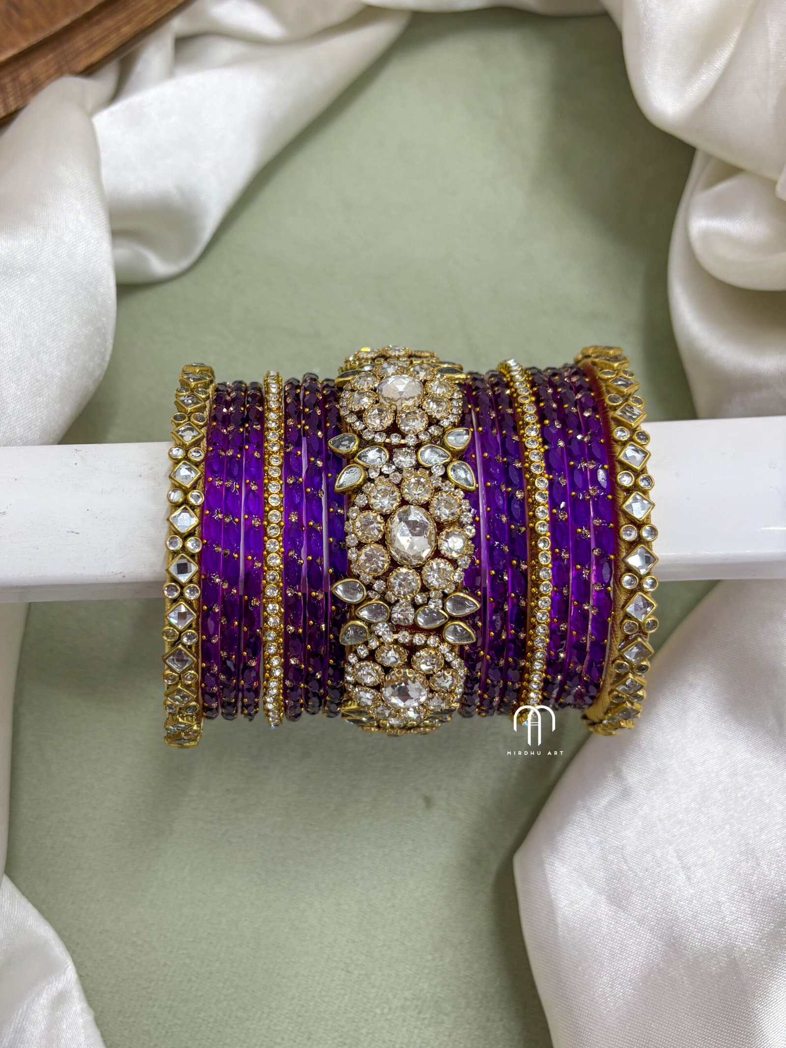 Polki Diamond Replica Bangles – Purple from Bangle by Choice