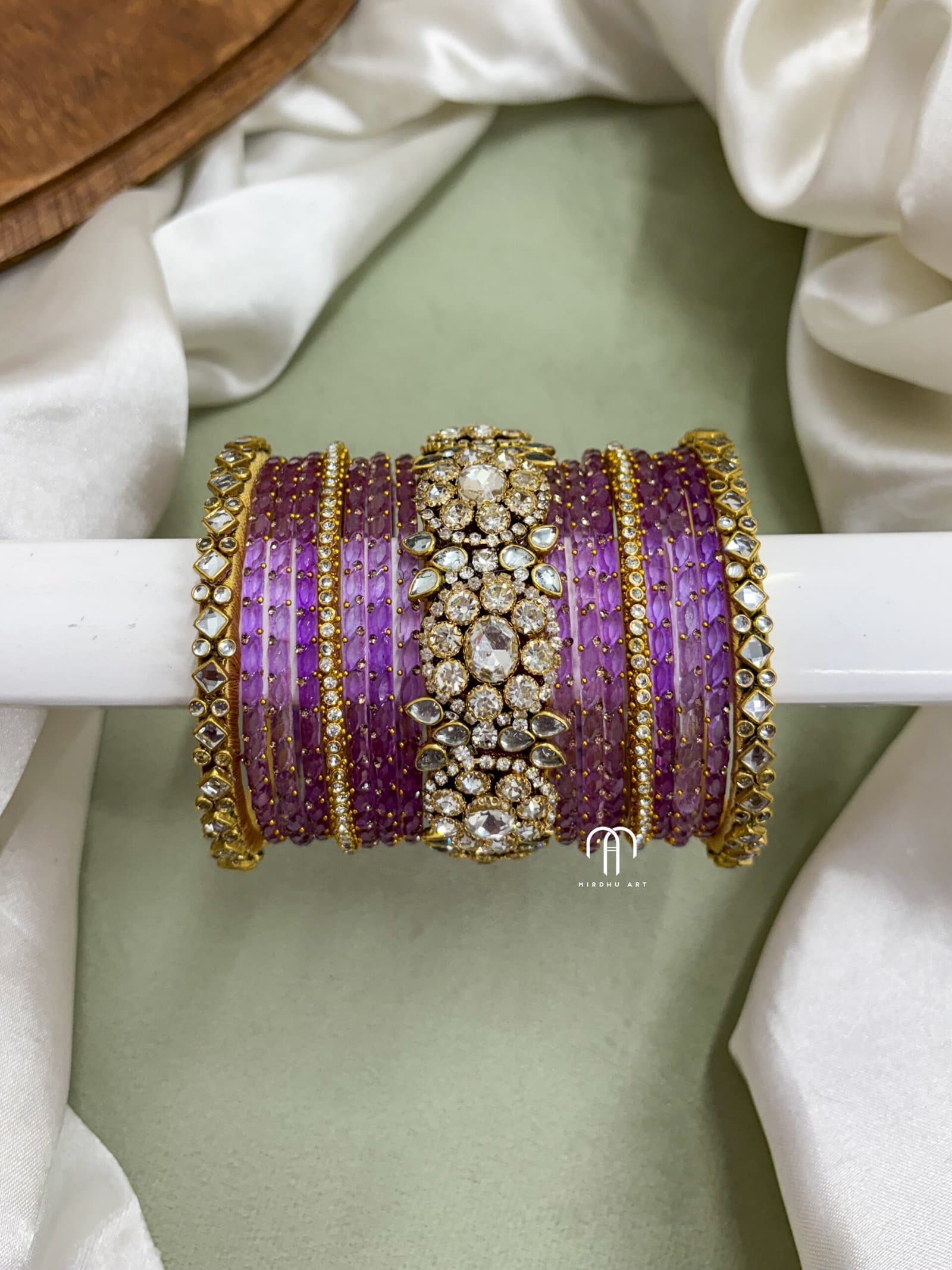 Polki Diamond Replica Bangles – Lavender from Bangle by Choice