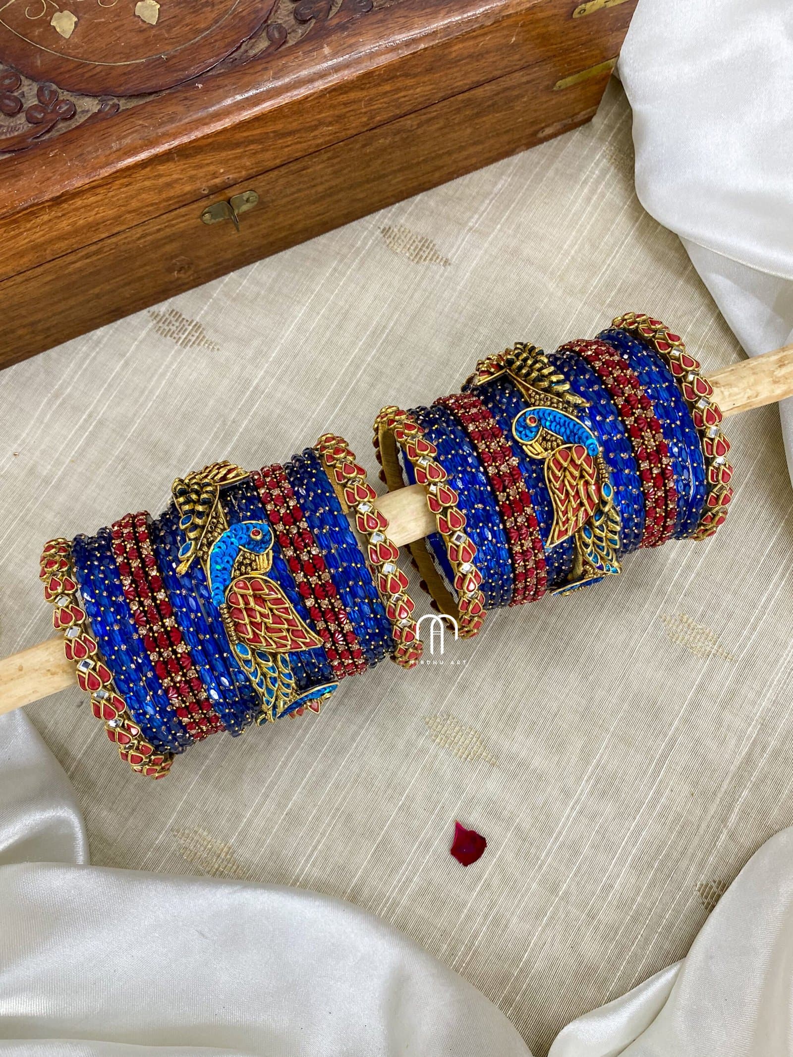 Kundan Bangles – Lotus & Parrot ( Maroon And Krishna Blue) from Bangle by Choice