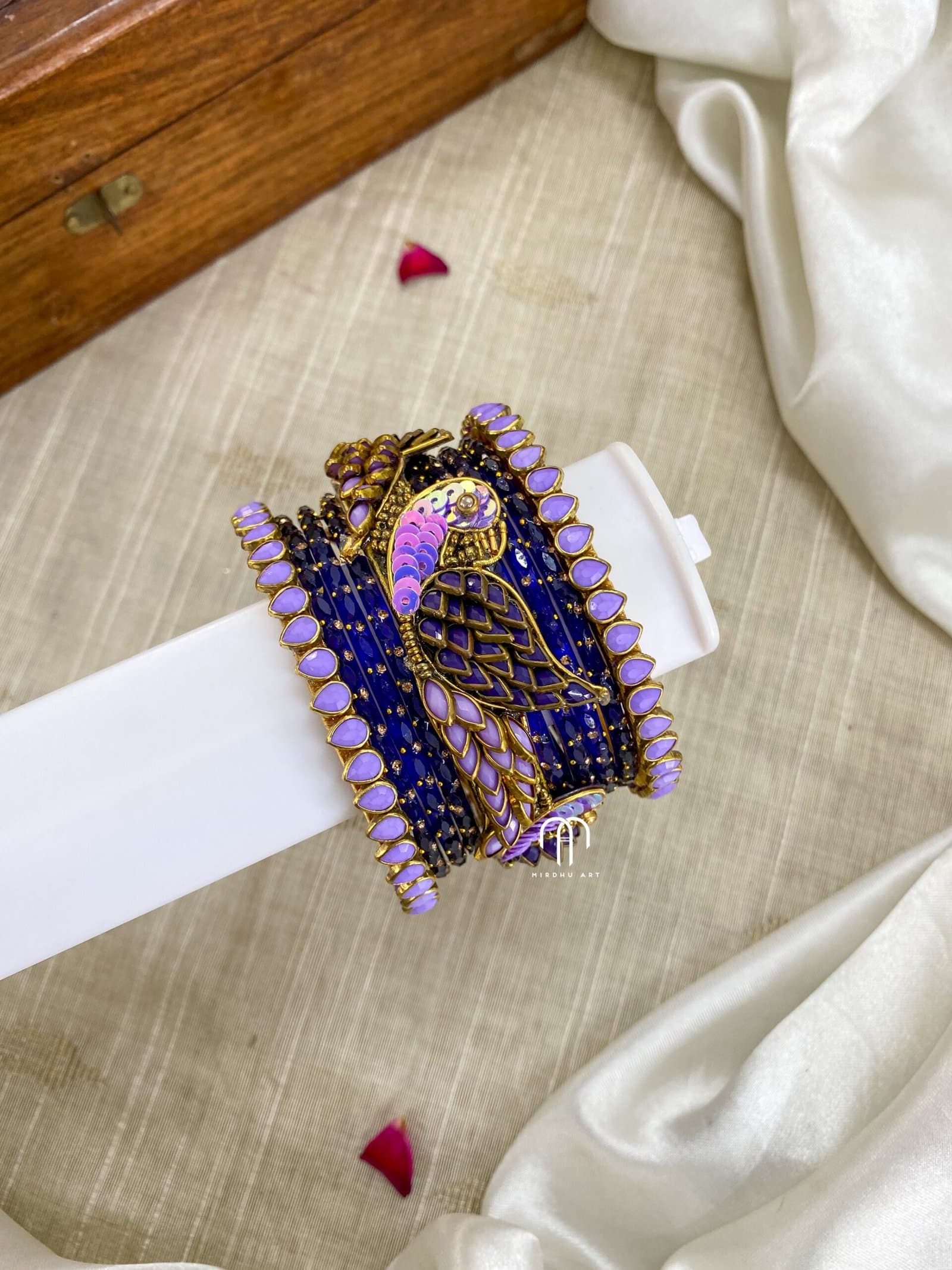 Kundan Bangles – Parrot (Lavender And Royal Blue) from Bangle by Choice