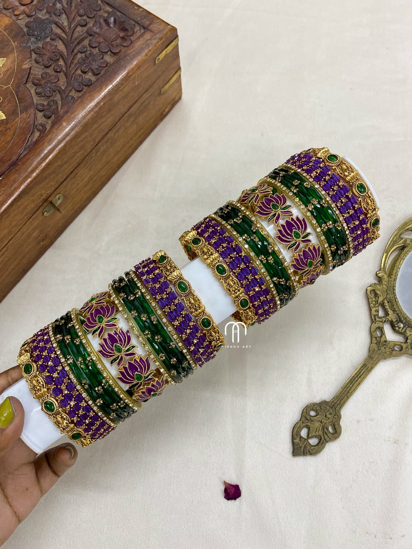 Ashta Lakshmi With Lotus 2.0 – Purple And Green from Bangle by Choice