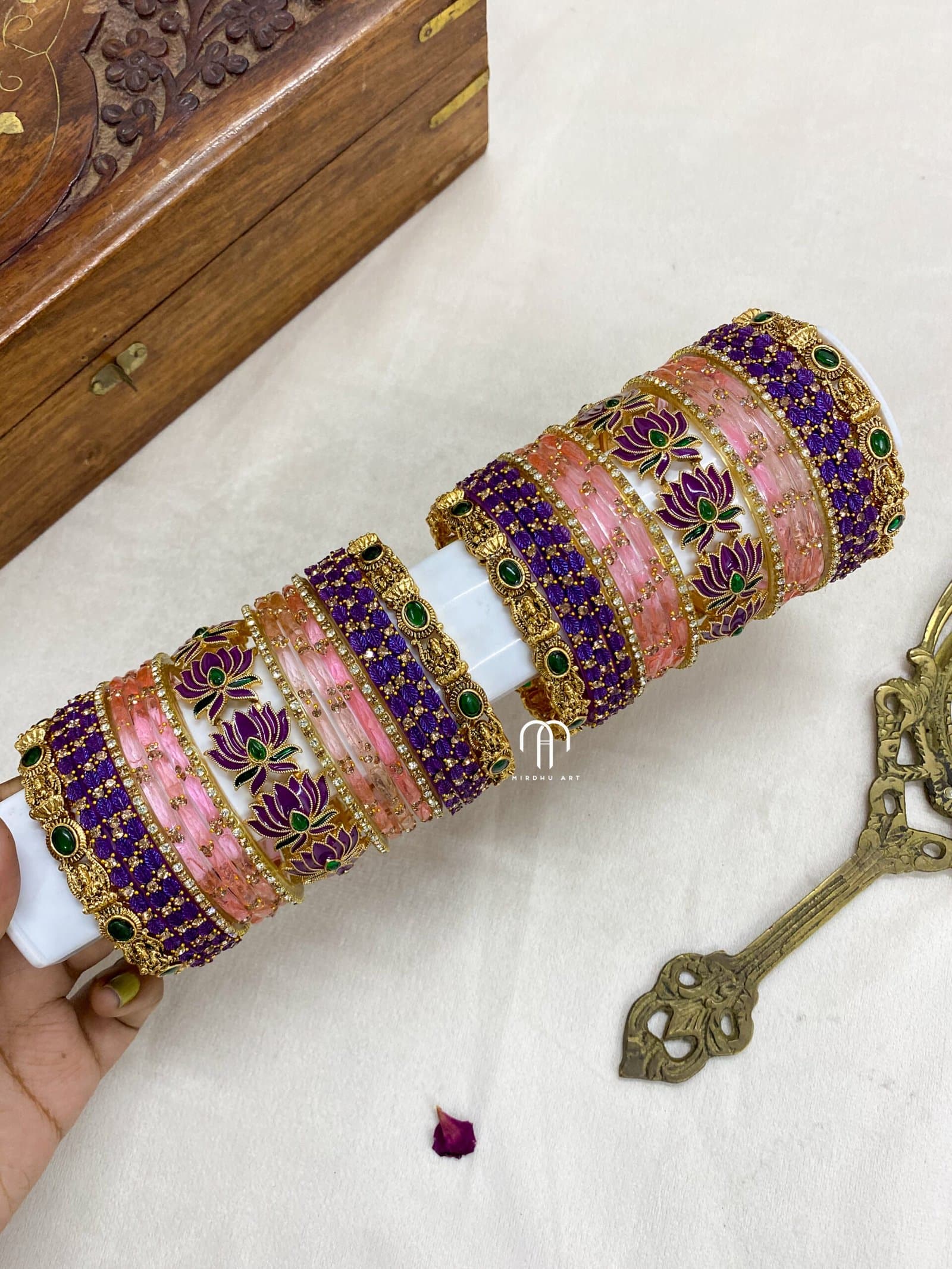 Ashta Lakshmi With Lotus 2.0 – Purple And Baby Pink from Bangle by Choice