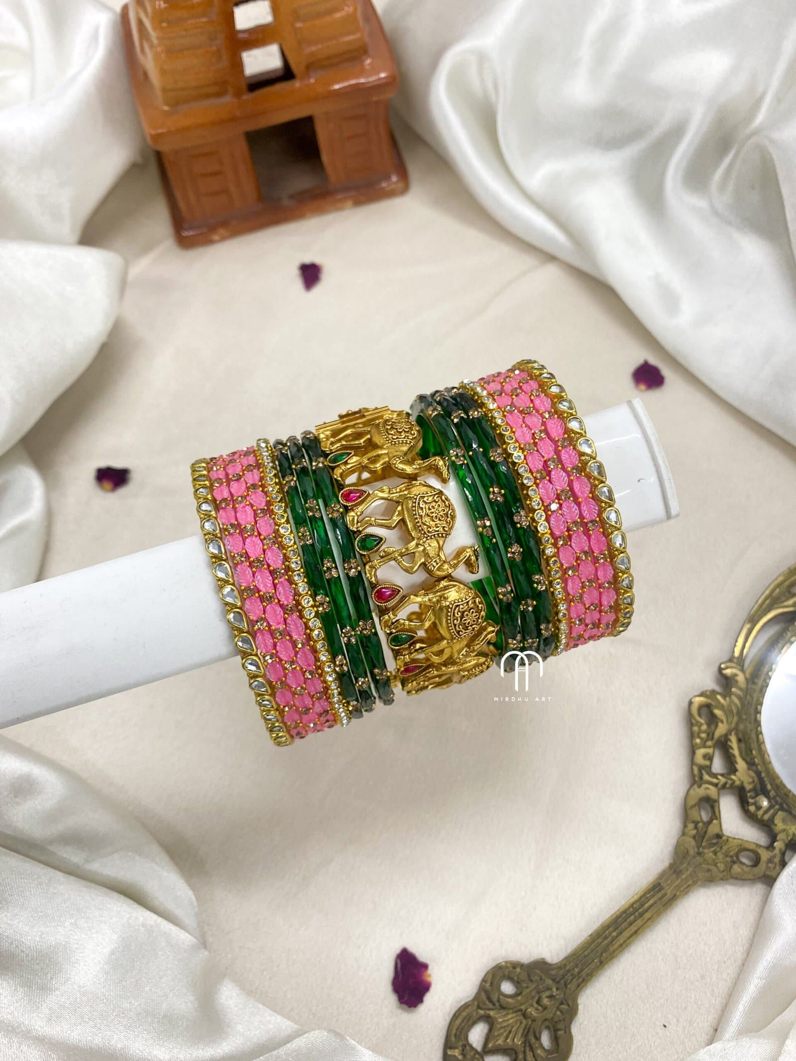 Camel Bangles – Baby Pink And Green from Bangle by Choice