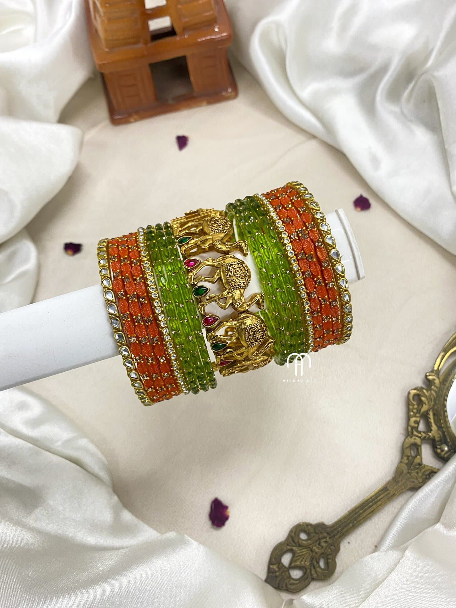 Camel Bangles – Orange And Parrot Green from Bangle by Choice