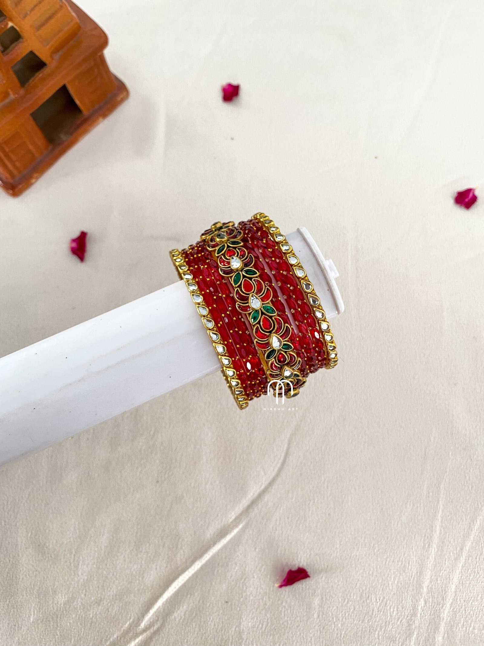Lotus Kada Simple Set – Red And Green from Bangle by Choice