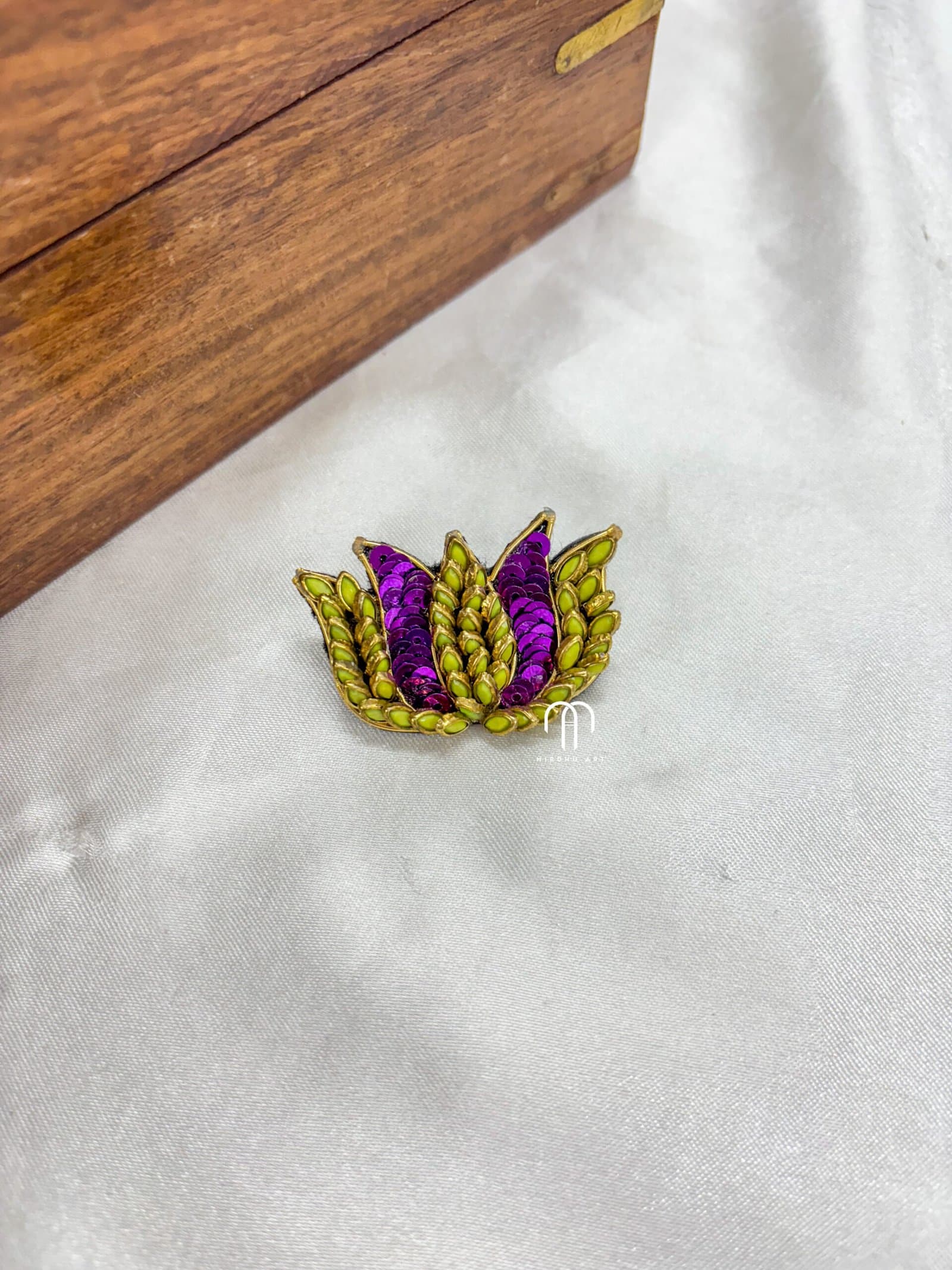 Lotus Saree Pins – Turquoise Green And Purple