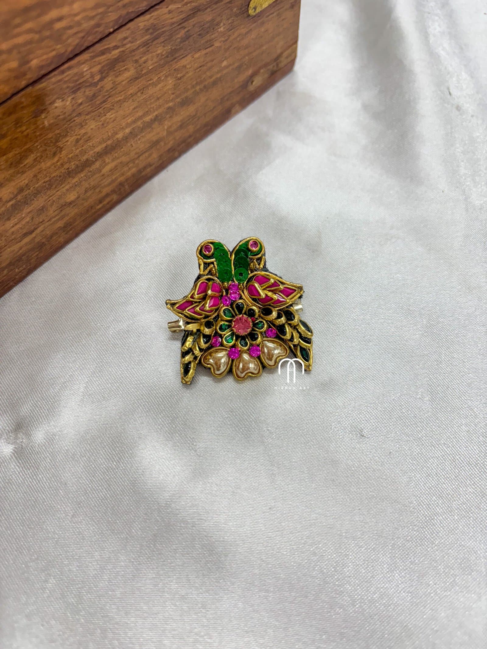 Parrot Saree Pins – Rani Pink And Green