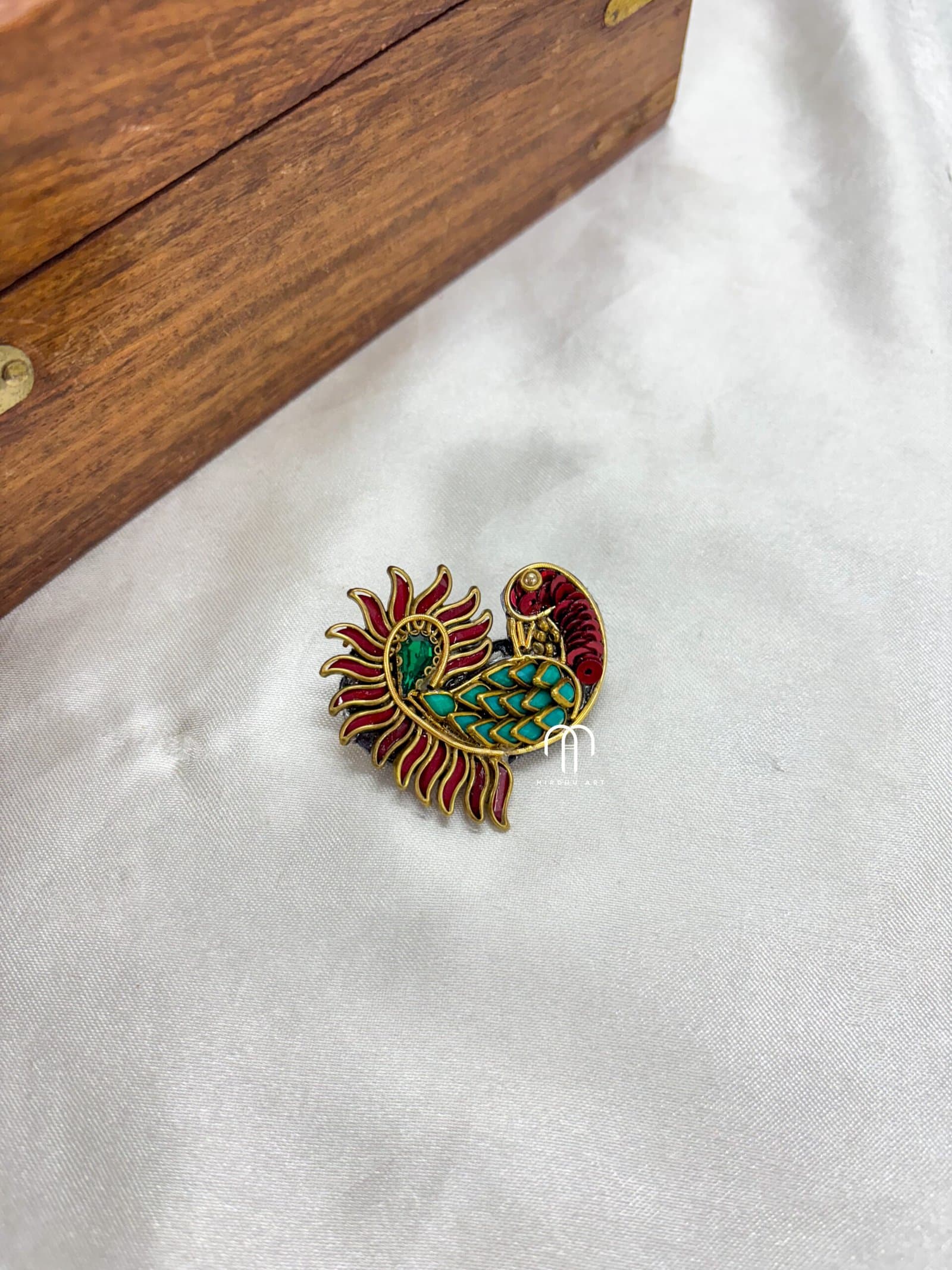Annapakshi Saree Pins – Maroon with Peacock Green from Bangle by Choice