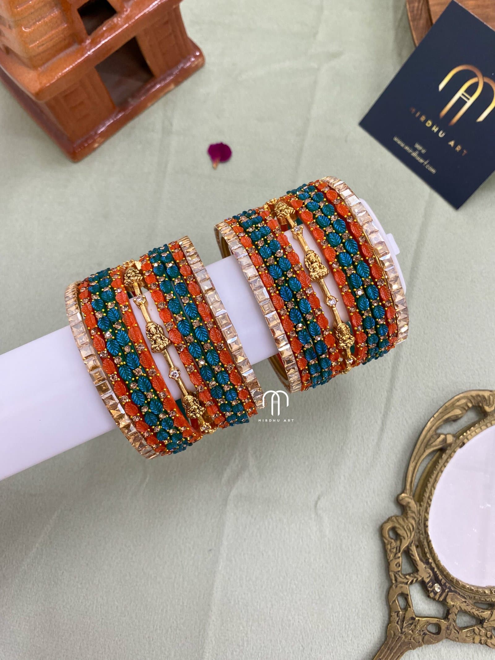 Budget Friendly Lakshmi -Orange & Peacock Green from Bangle by Choice