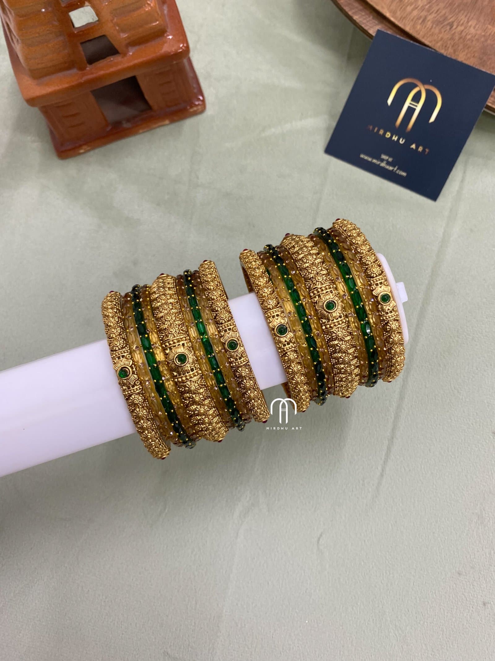 Budget Friendly Bangles – Golden & Green from Bangle by Choice