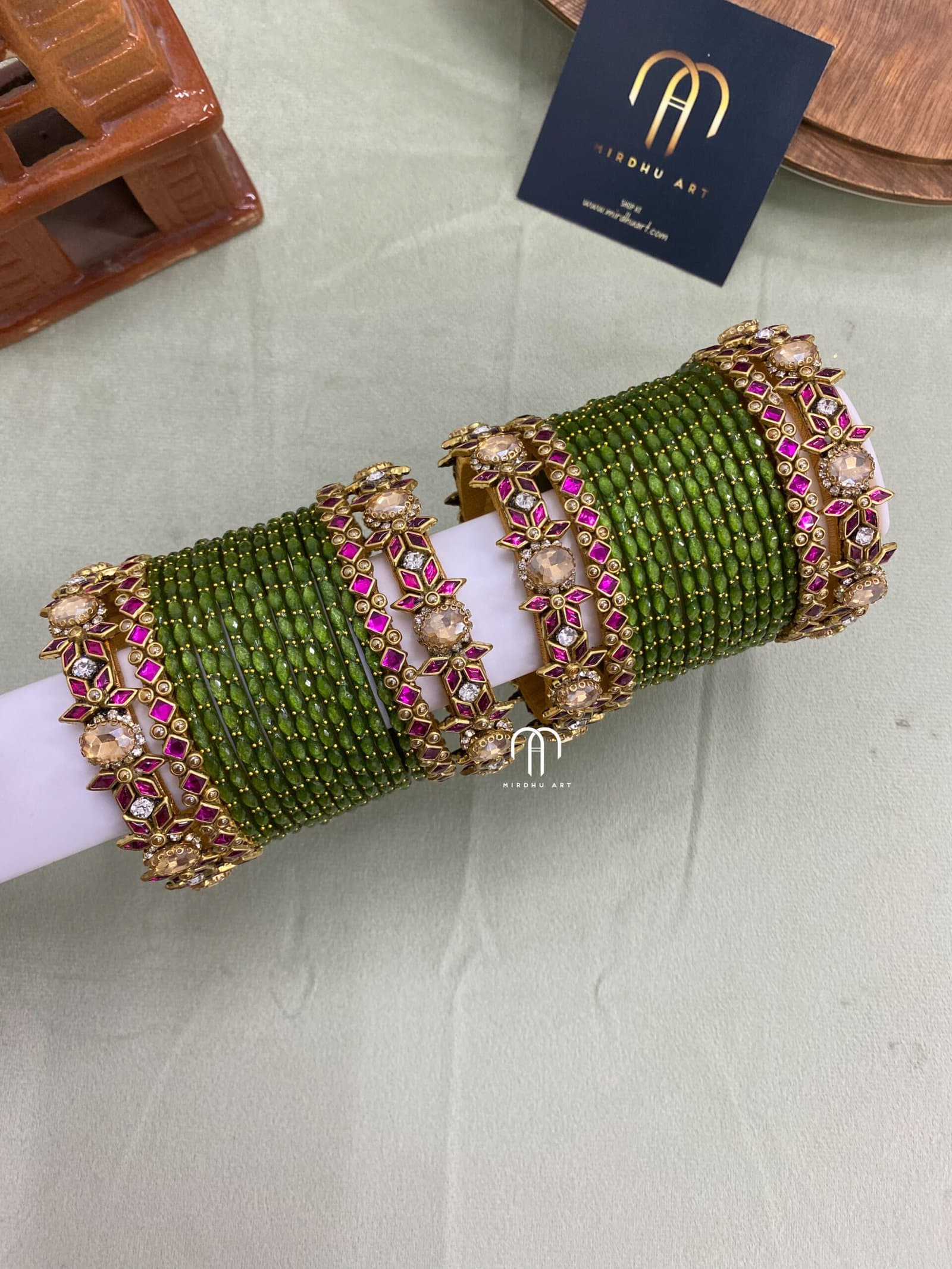 2D Crystal – Rani Pink And Parrot Green from Bangle by Choice