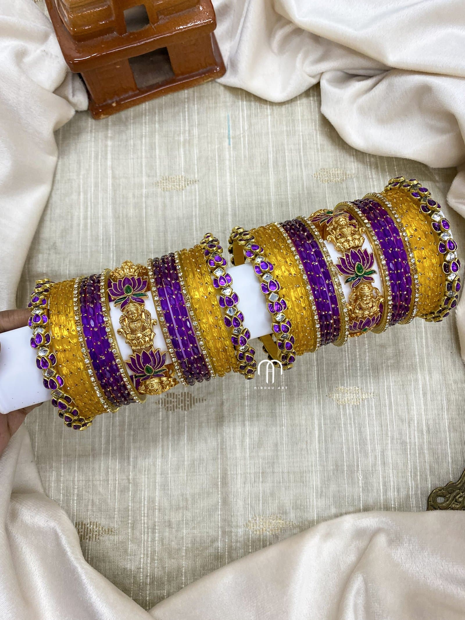Lotus with Lakshmi – Purple and Yellow from Bangle by Choice