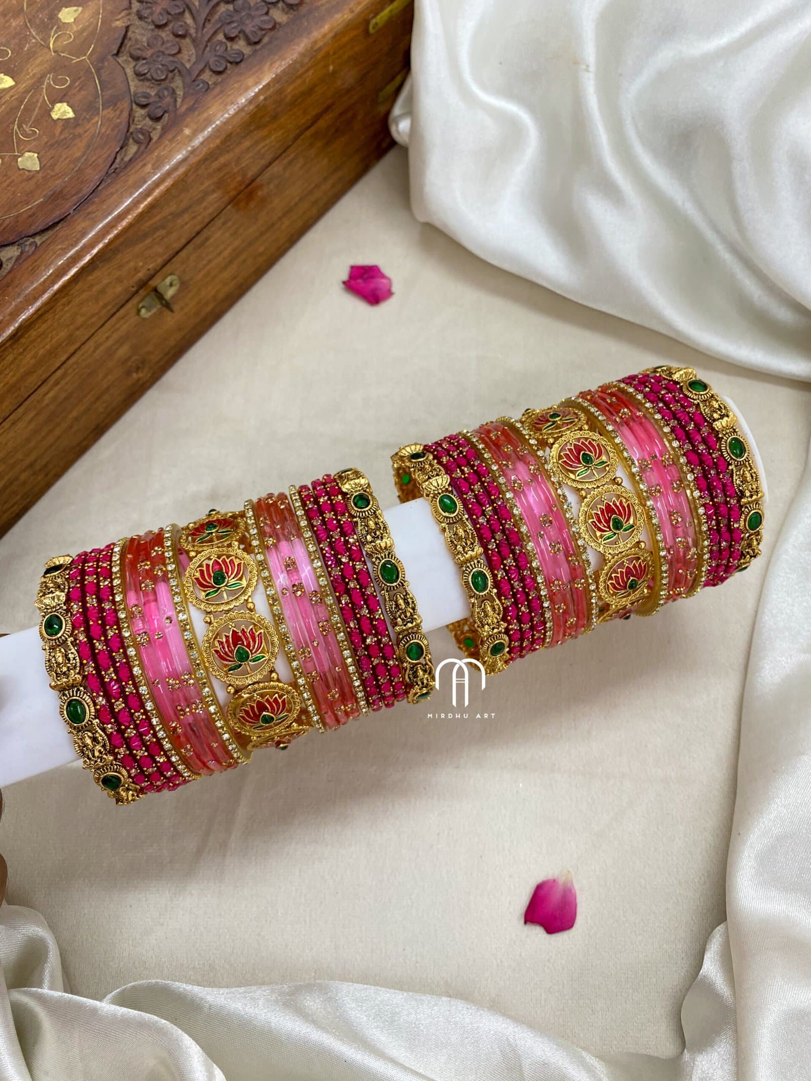 Lotus with Lakshmi – Baby Pink and Rani Pink from Bangle by Choice