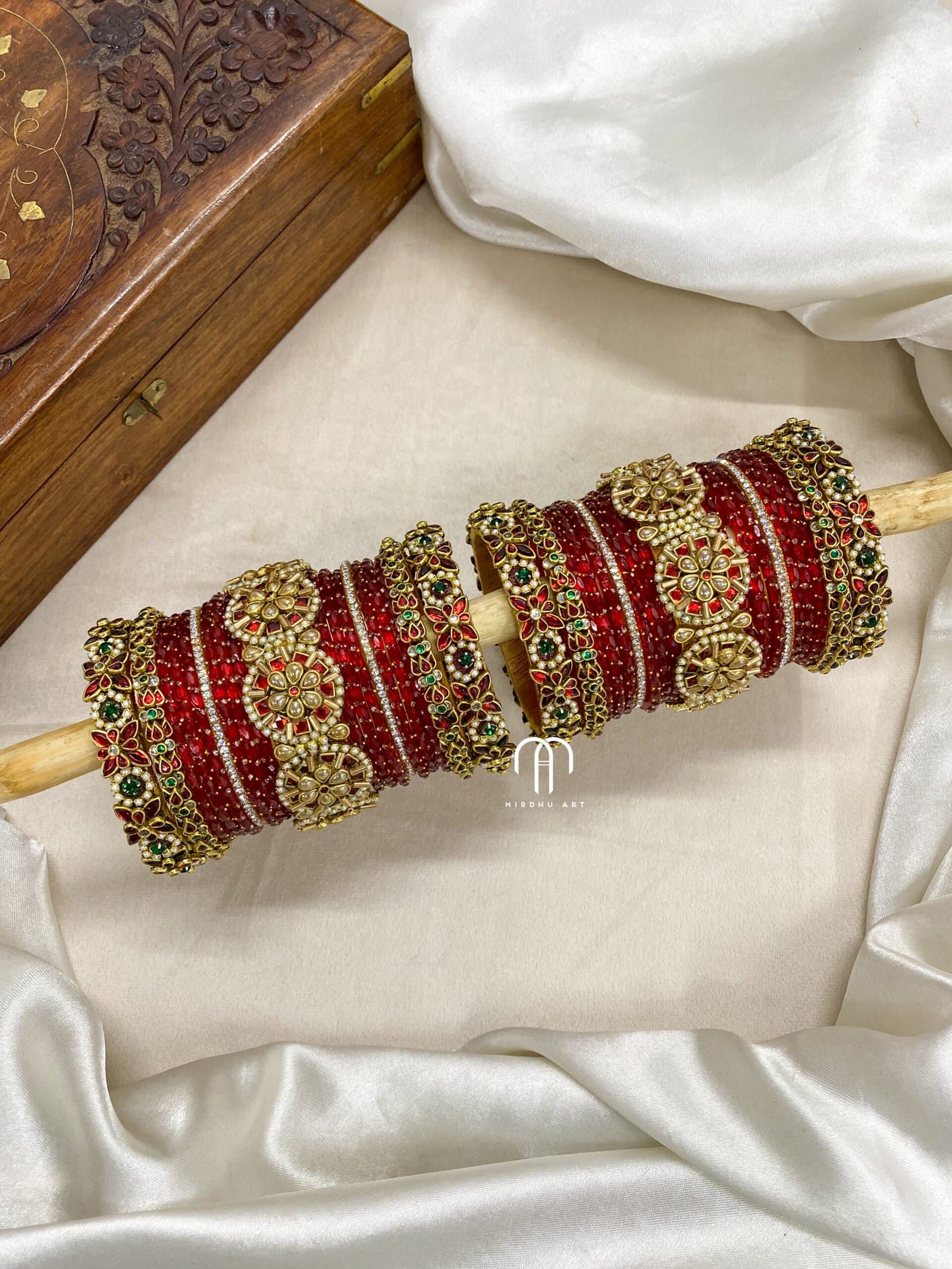 3D Jumbokada Bangles- ( Green And Red ) from Bangle by Choice