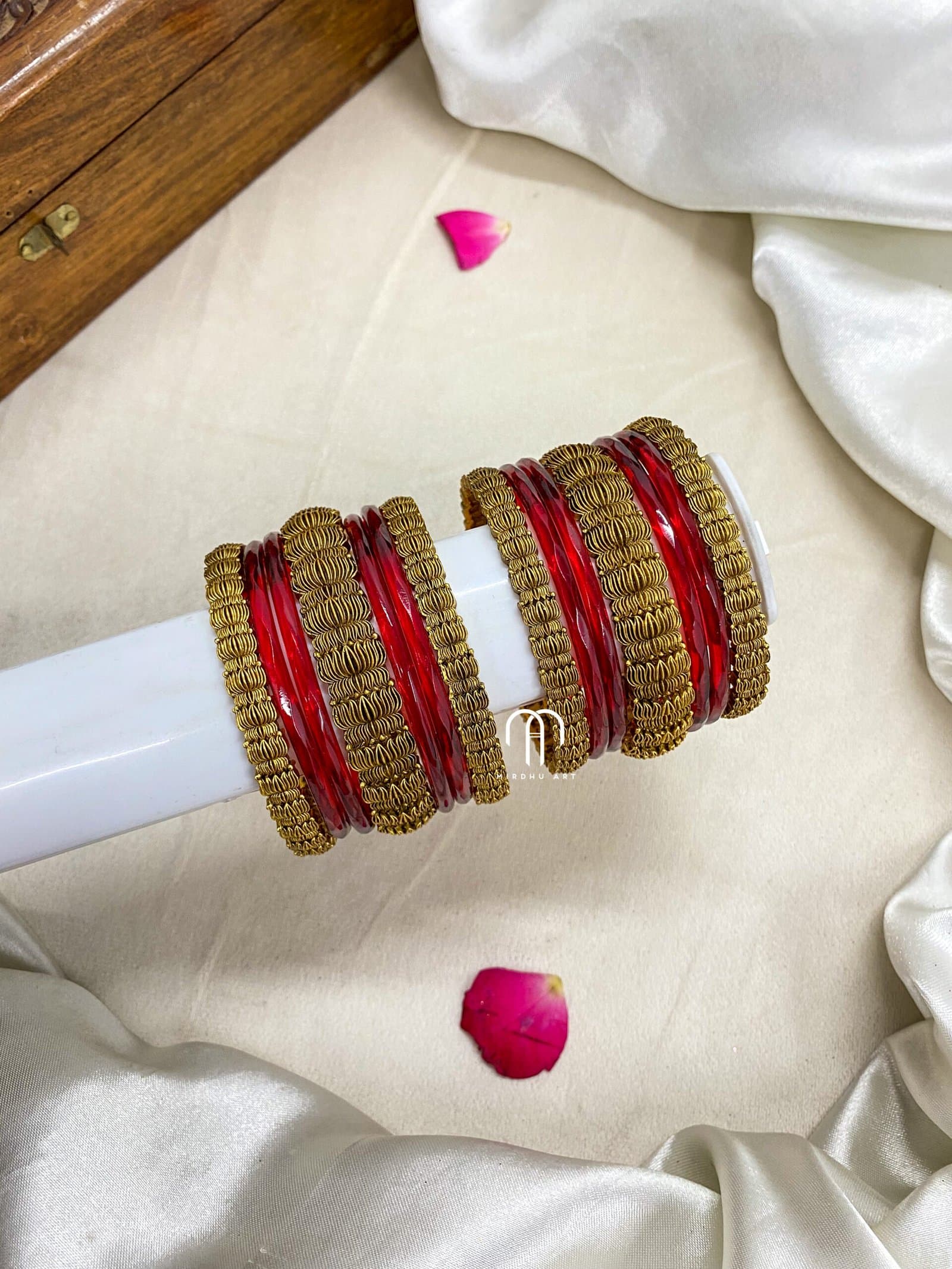 Antique Lotus Bangles -Red from Bangle by Choice