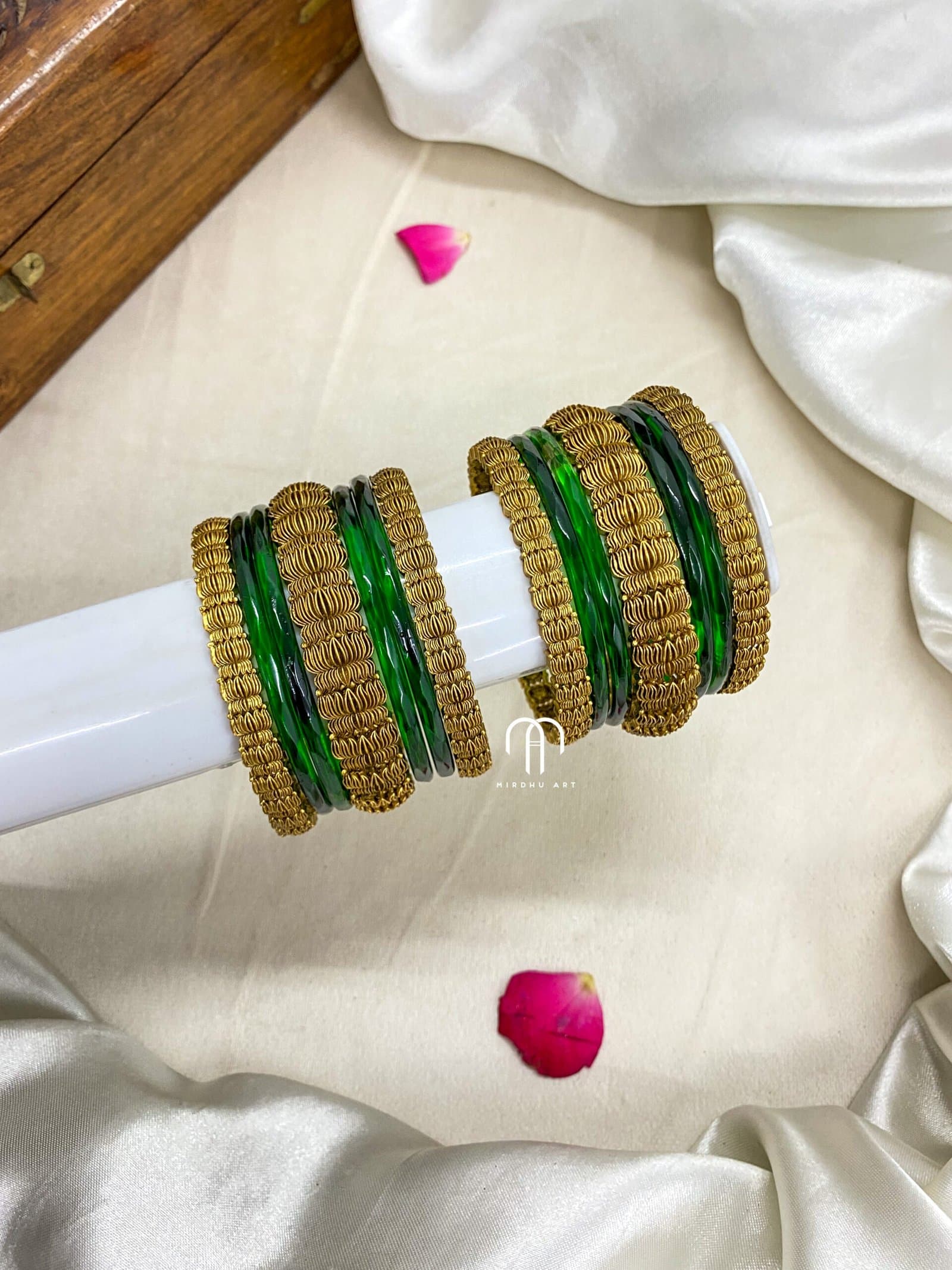 Antique Lotus Bangles – Green from Bangle by Choice
