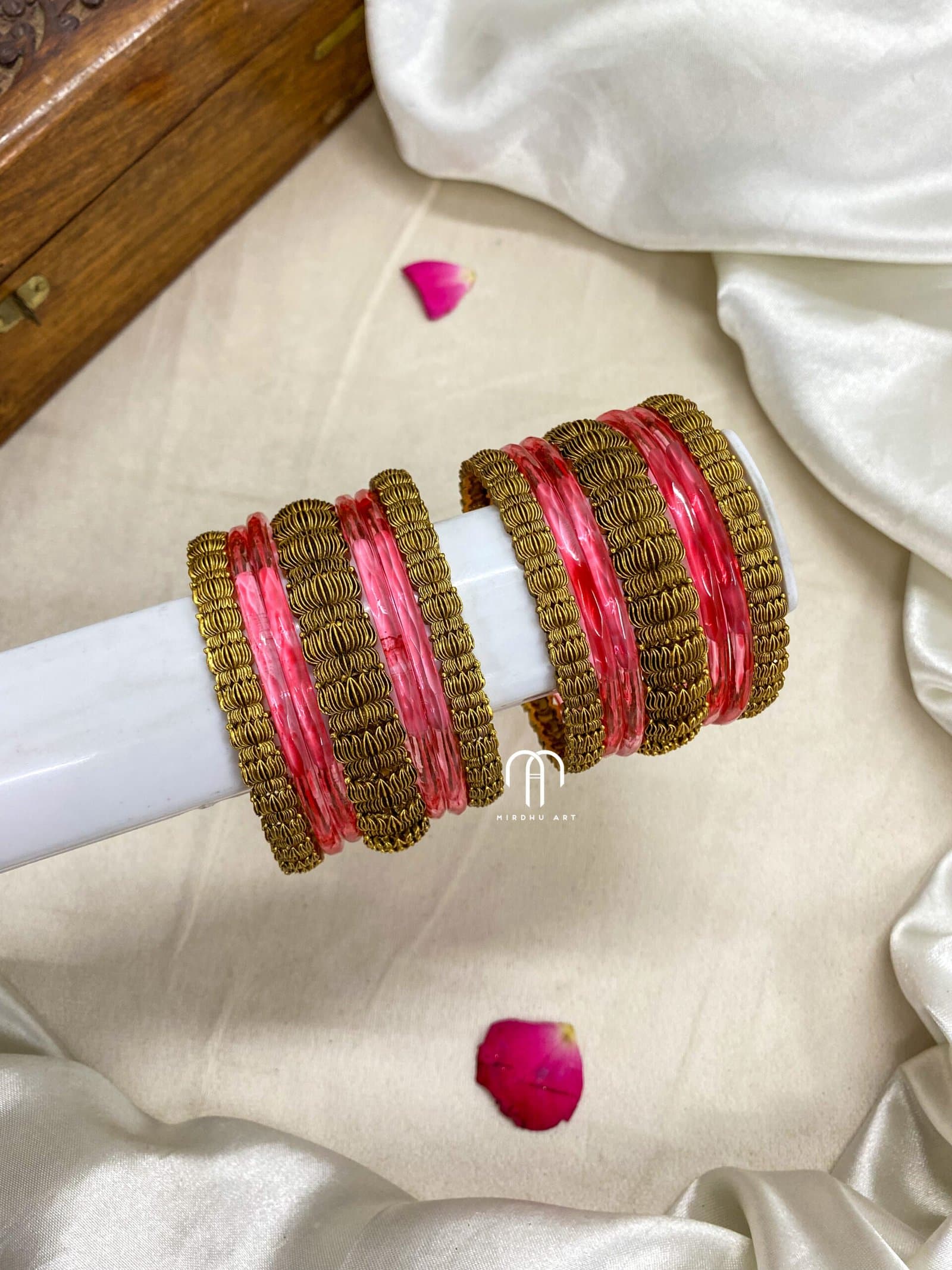 Antique Lotus Bangles – Peach from Bangle by Choice