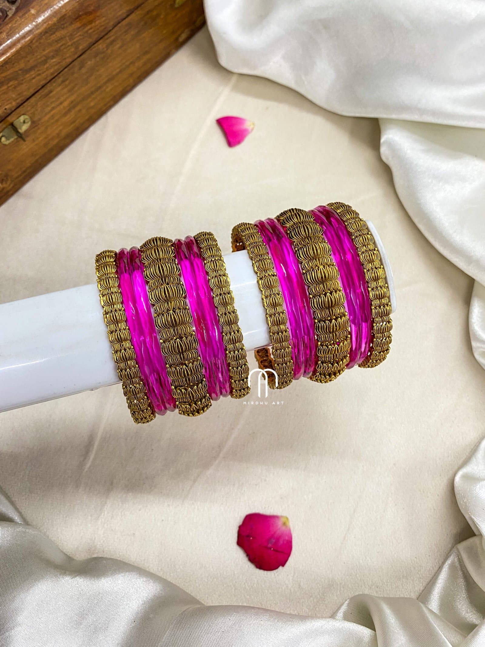 Antique Lotus Bangles – Rani Pink from Bangle by Choice