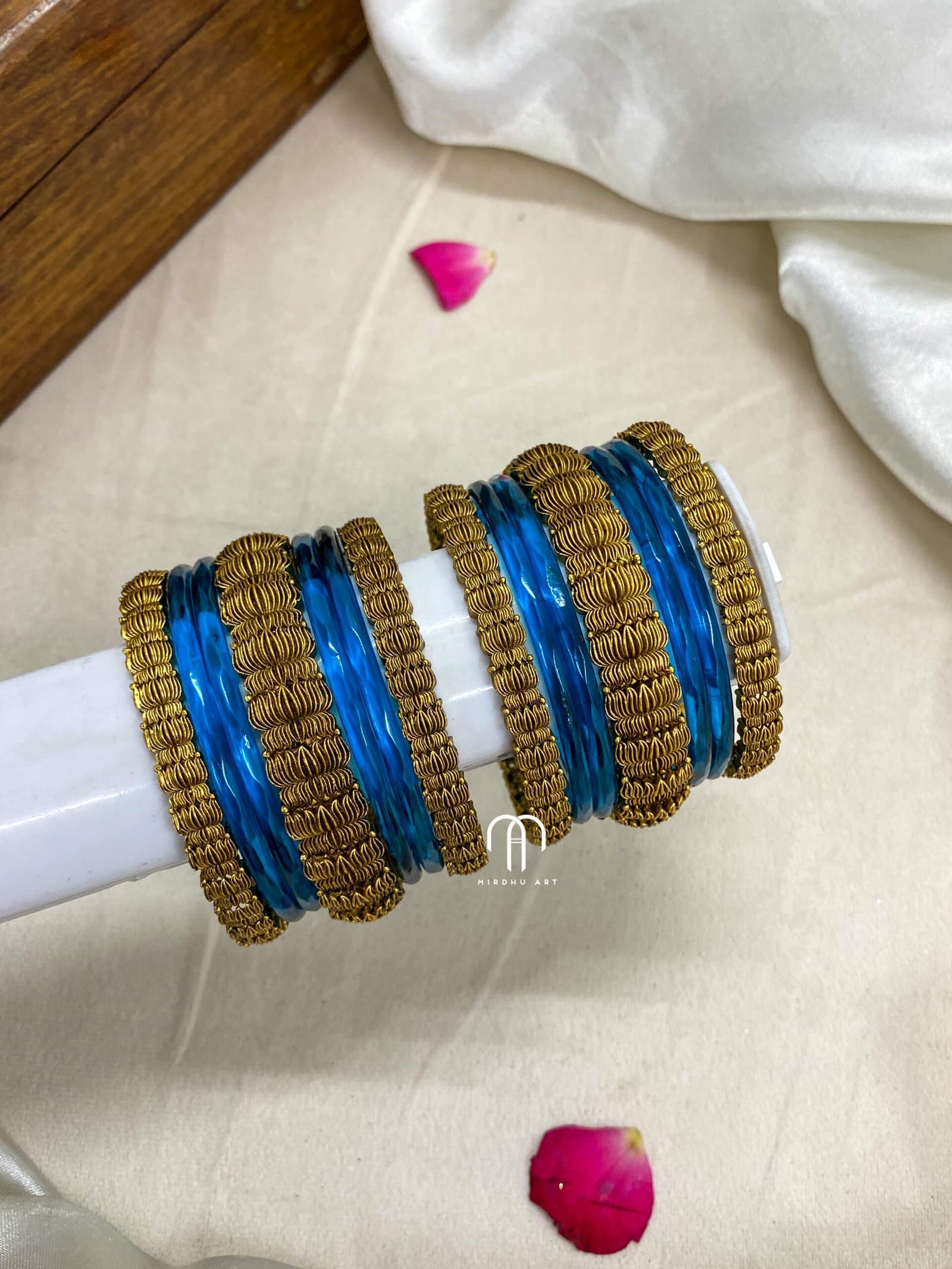 Antique Lotus Bangles – Krishna Blue from Bangle by Choice