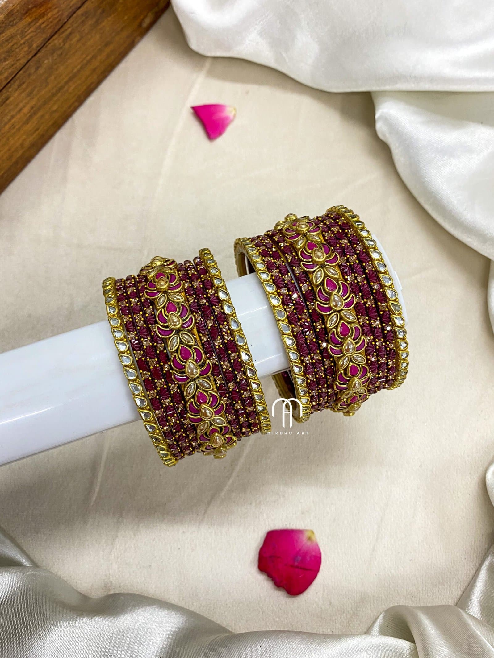 Lotus Kada Simple Set – Mezanta Pink And Golden from Bangle by Choice