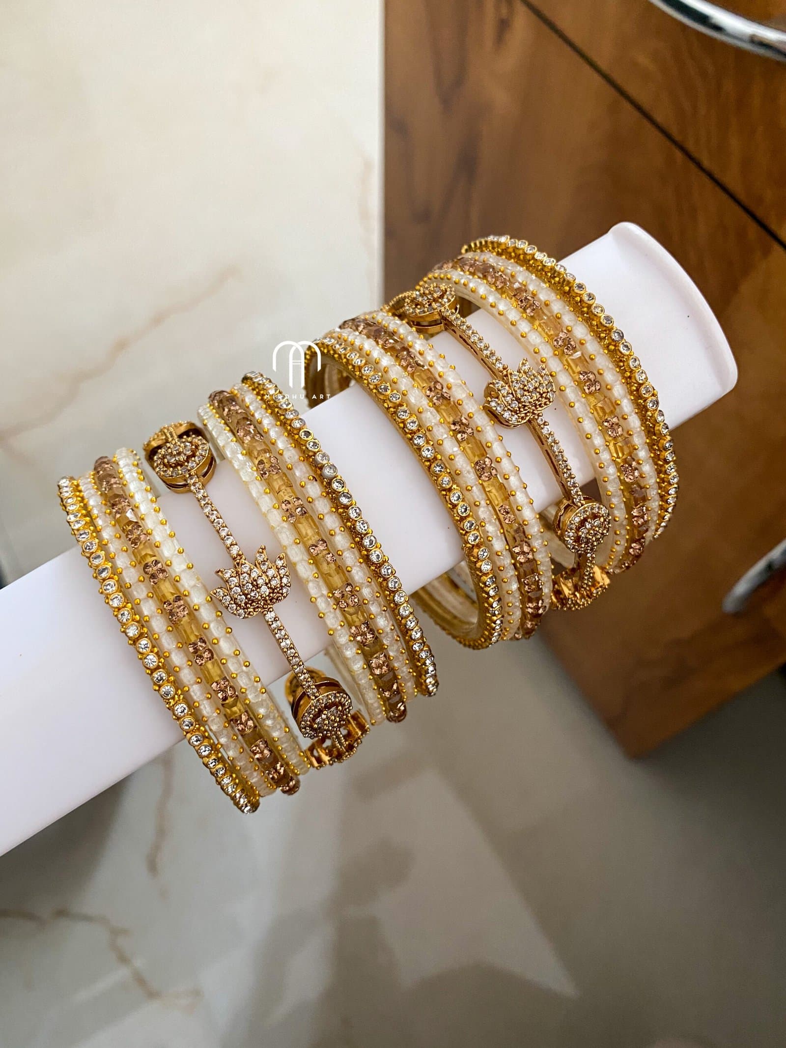 Lotus – Diamond Replica – White & Gold from Bangle by Choice