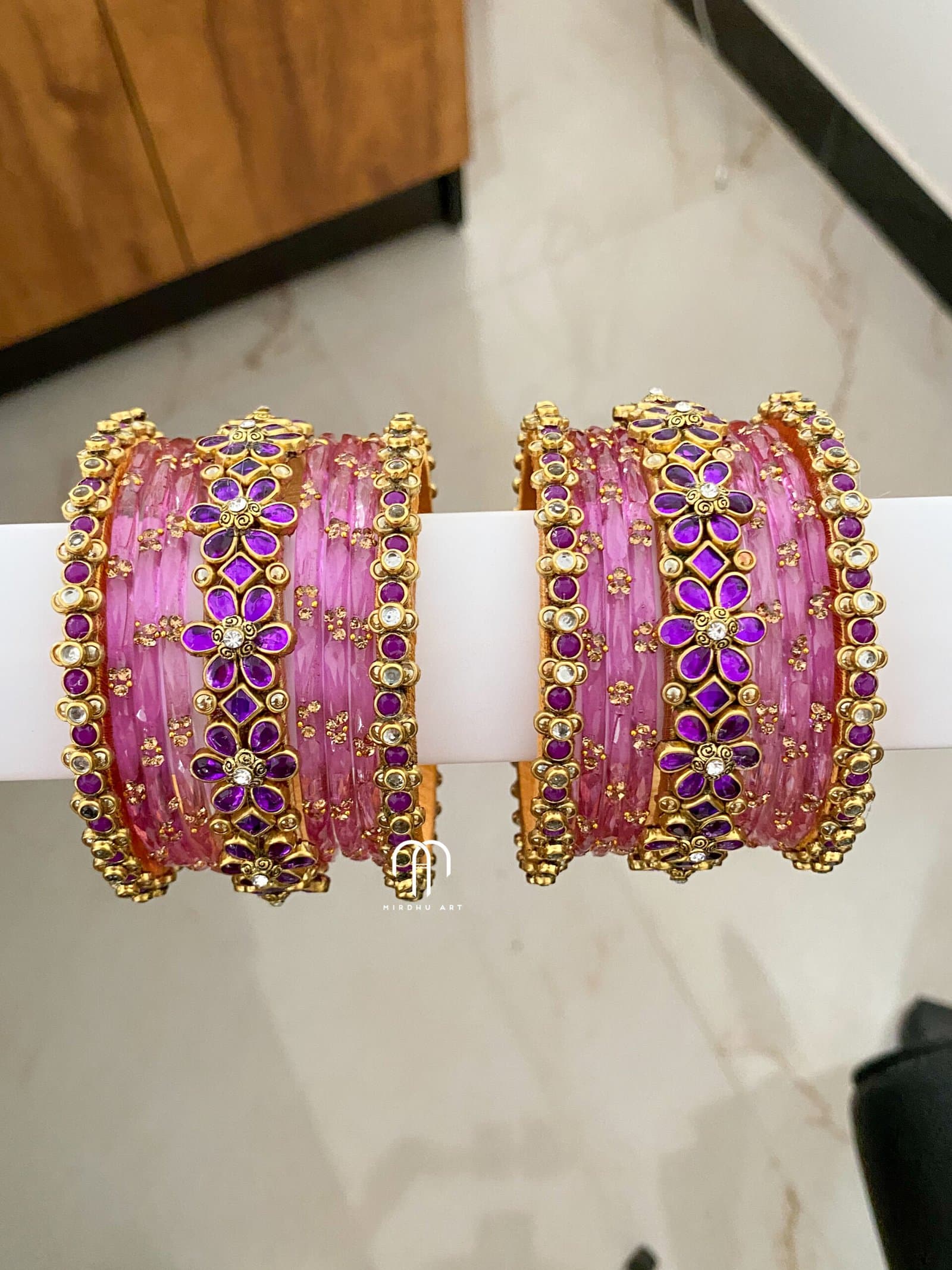 Flower Kada Simple Set – Lavender And Purple from Bangle by Choice