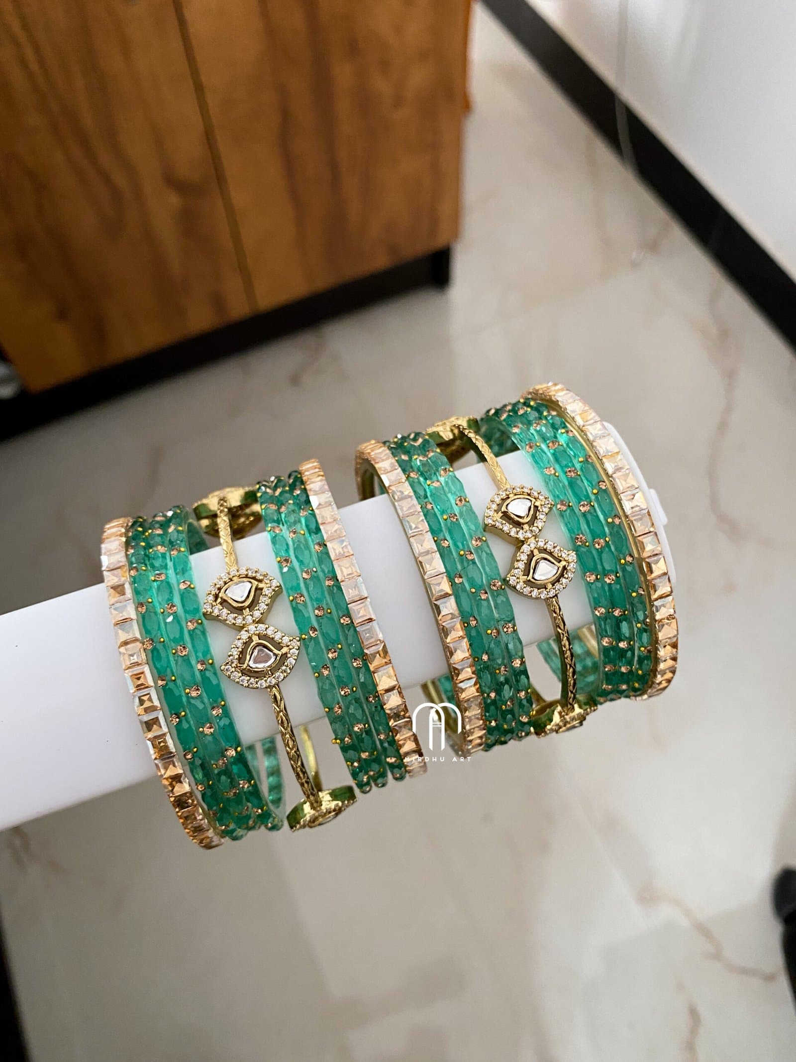 Budget Polki Bangles – Turquoise Green from Bangle by Choice
