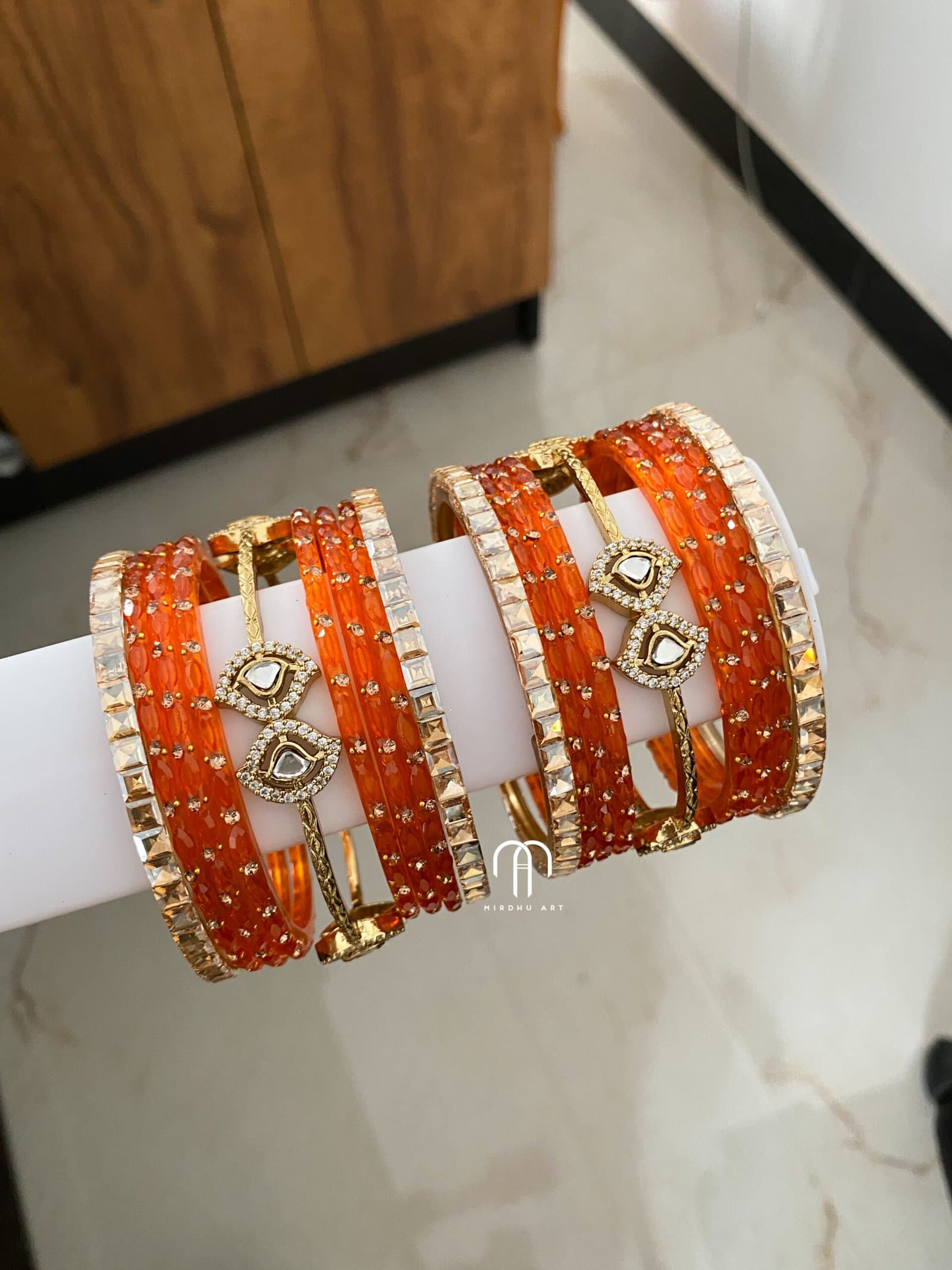 Budget Polki Bangles – Orange from Bangle by Choice