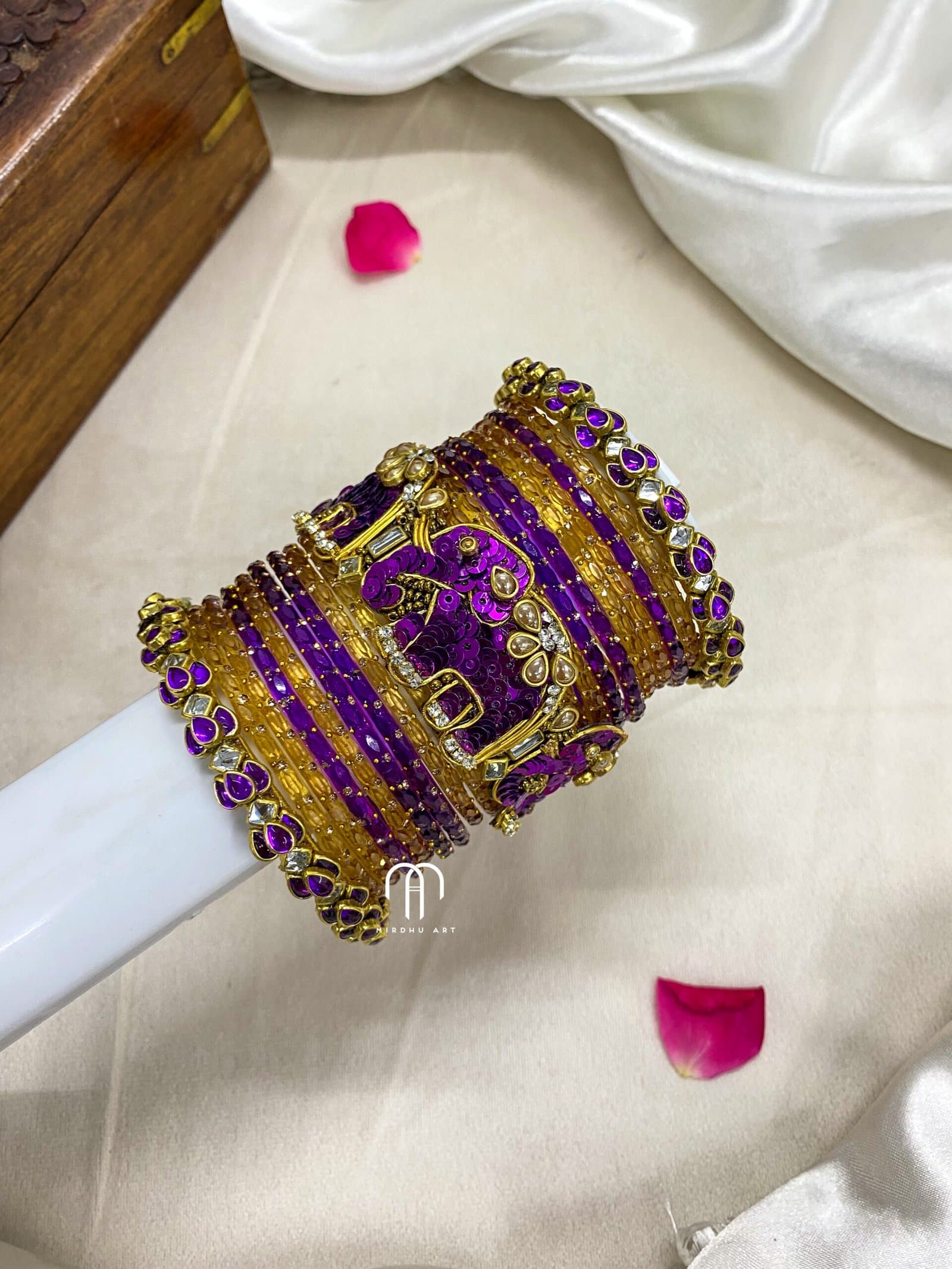 Elephant Bangles – Purple and Gold from Bangle by Choice